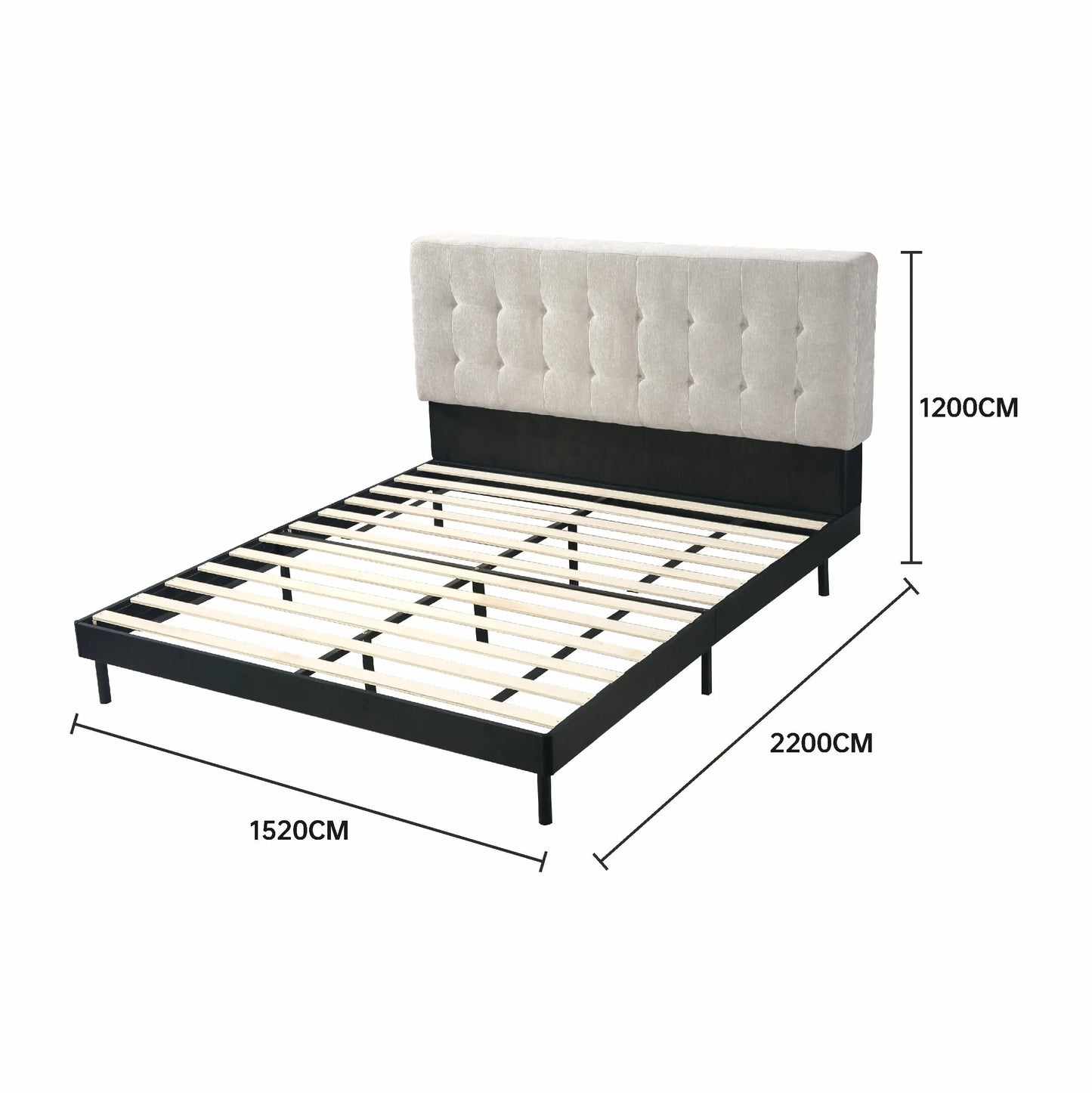Soft Fabric Headboard Bed Frame Easy Assembly Queen/King Small Package Marsiling