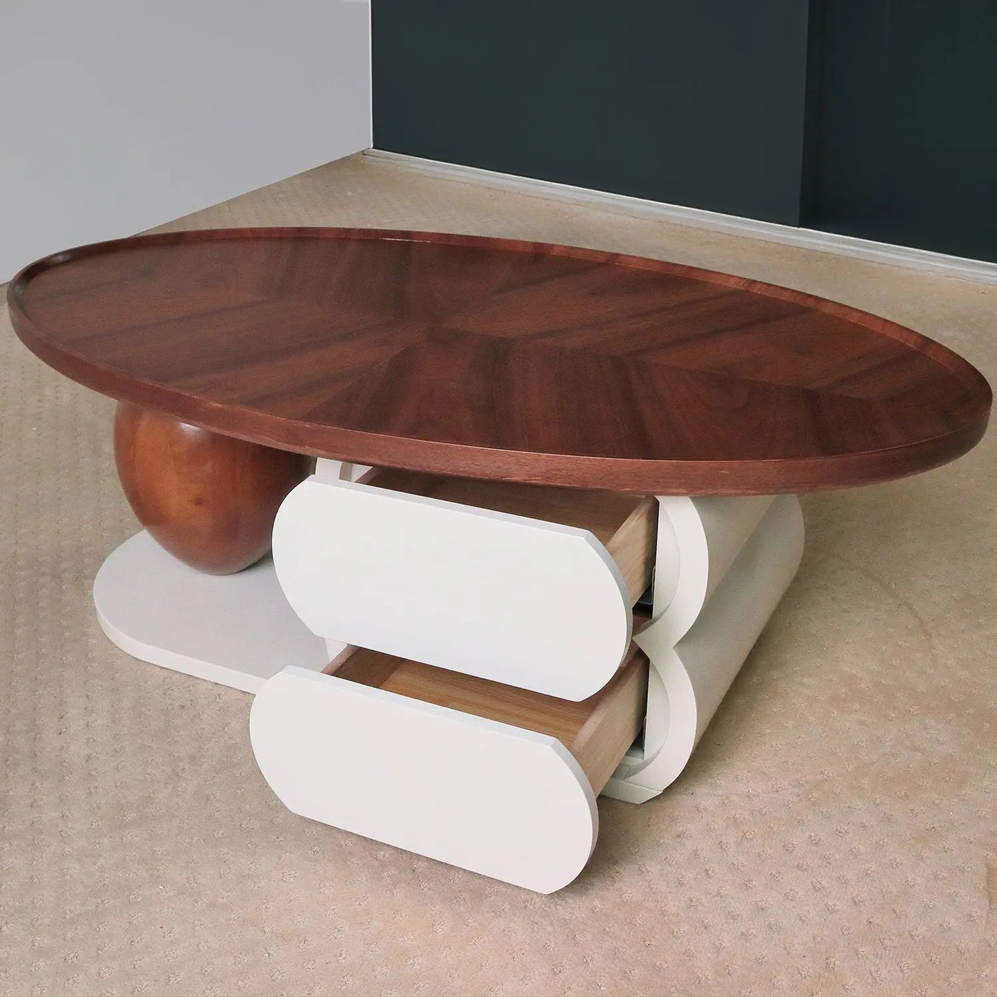 Oval Simple Design Special-Shaped Coffee Table Home Storage Coffee Table with Drawers Marsiling
