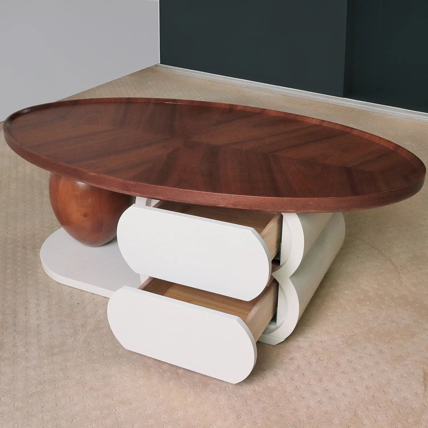 Oval Simple Design Special-Shaped Coffee Table Home Storage Coffee Table with Drawers Marsiling
