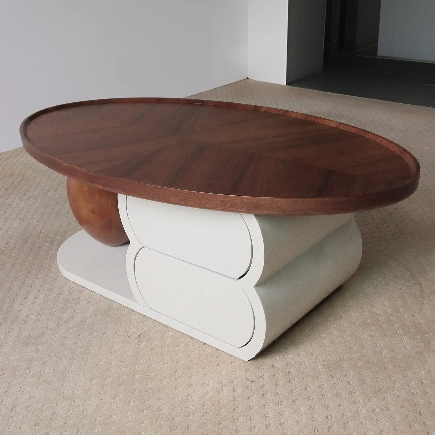 Oval Simple Design Special-Shaped Coffee Table Home Storage Coffee Table with Drawers Marsiling