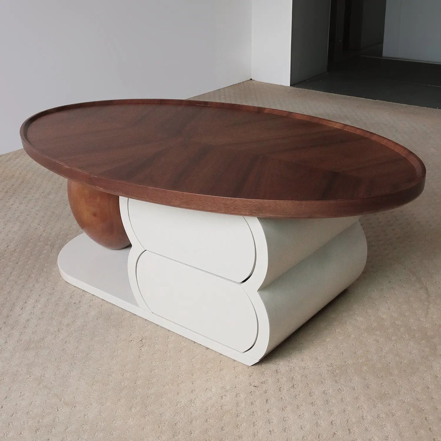 Oval Simple Design Special-Shaped Coffee Table Home Storage Coffee Table with Drawers Marsiling