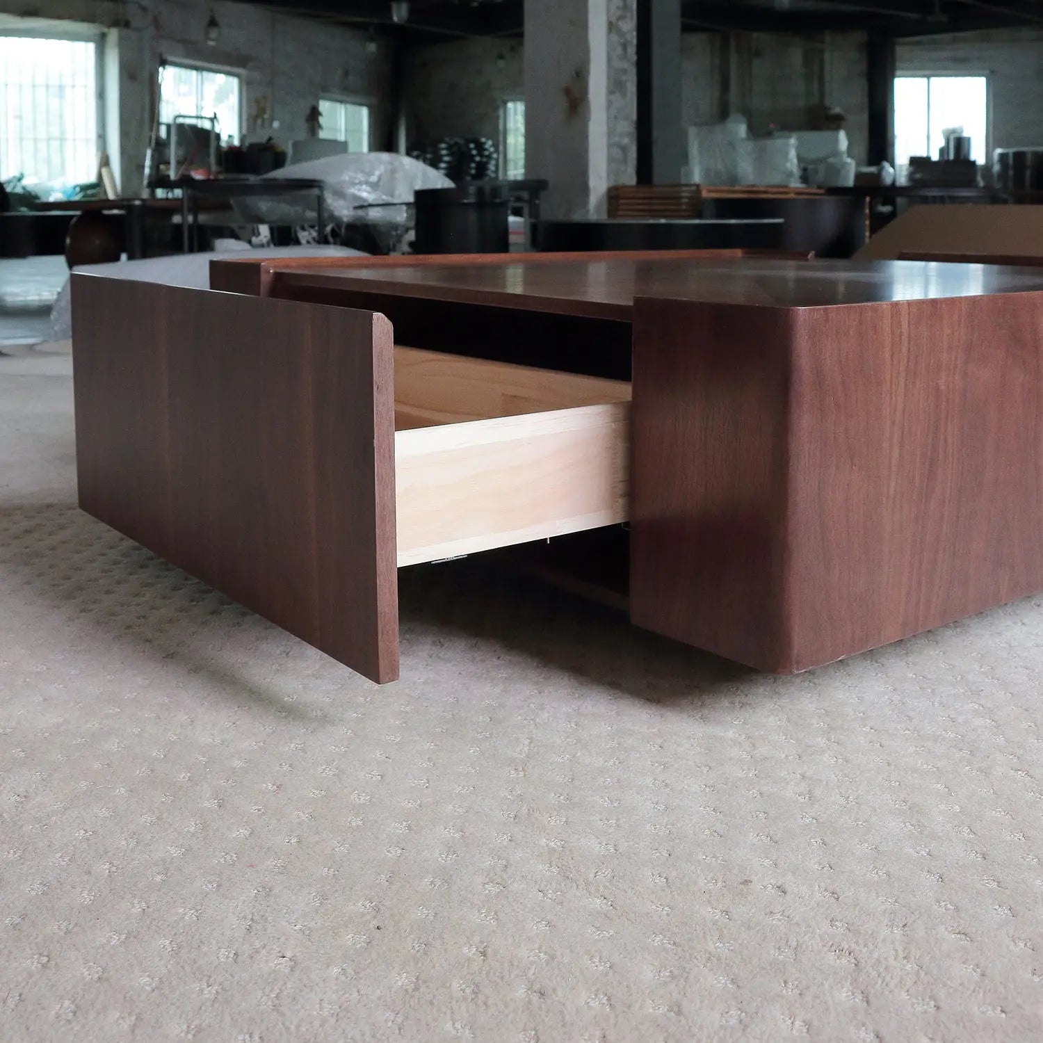 Nordic Style Home Decoration Living Room Center Table Wood Top Square Coffee Table Set with Drawer Marsiling
