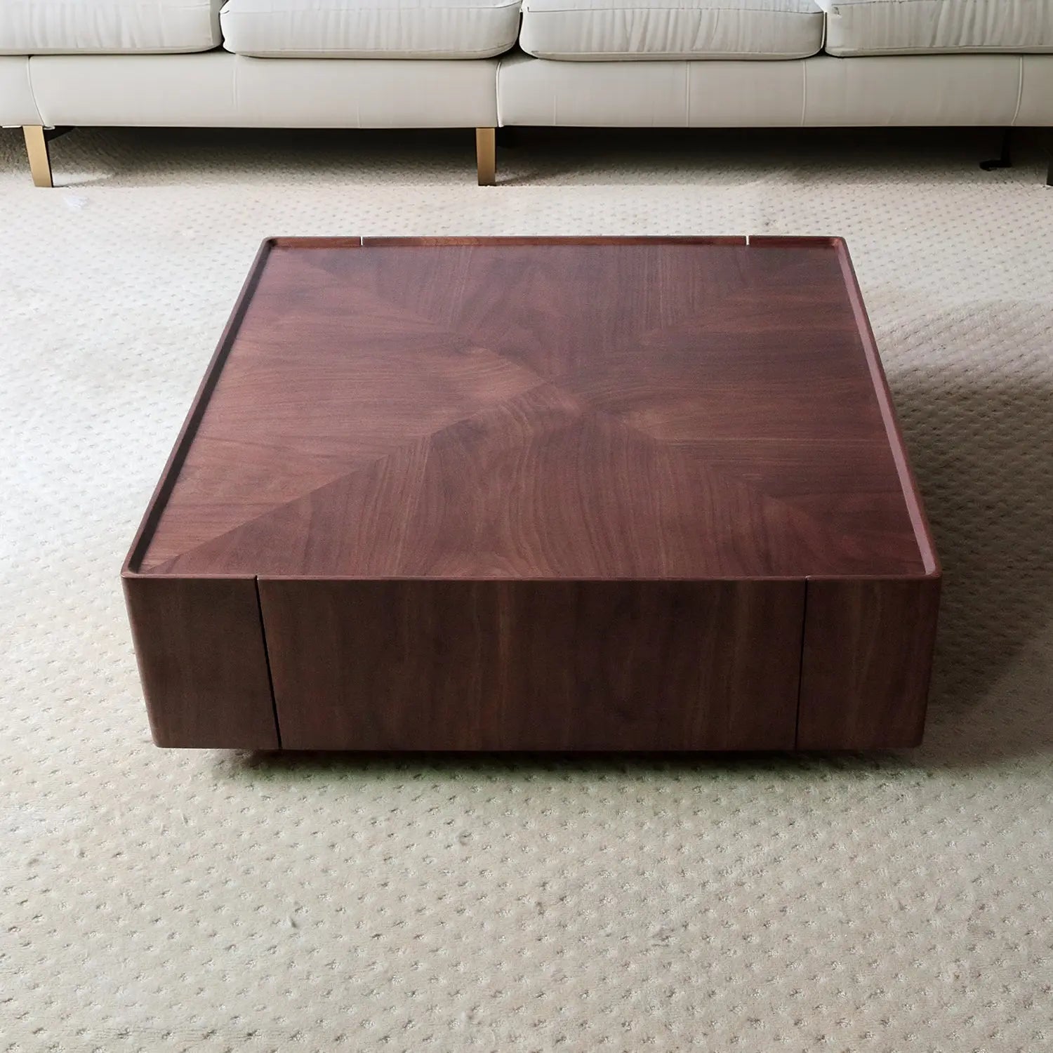 Nordic Style Home Decoration Living Room Center Table Wood Top Square Coffee Table Set with Drawer Marsiling