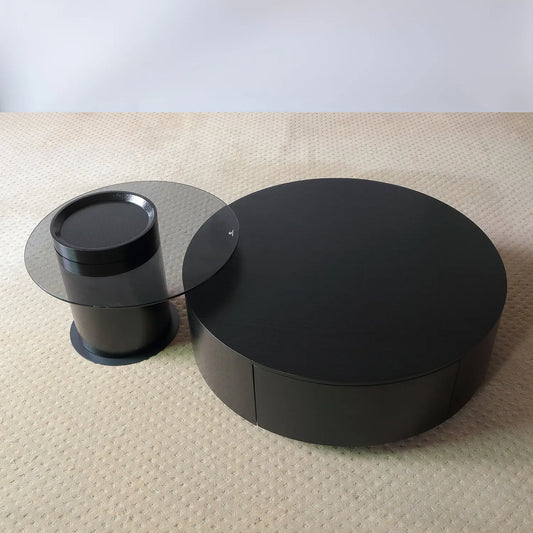 Italian Round Coffee Table Combination Light Luxury Home Living Room Glass Side Table Marsiling