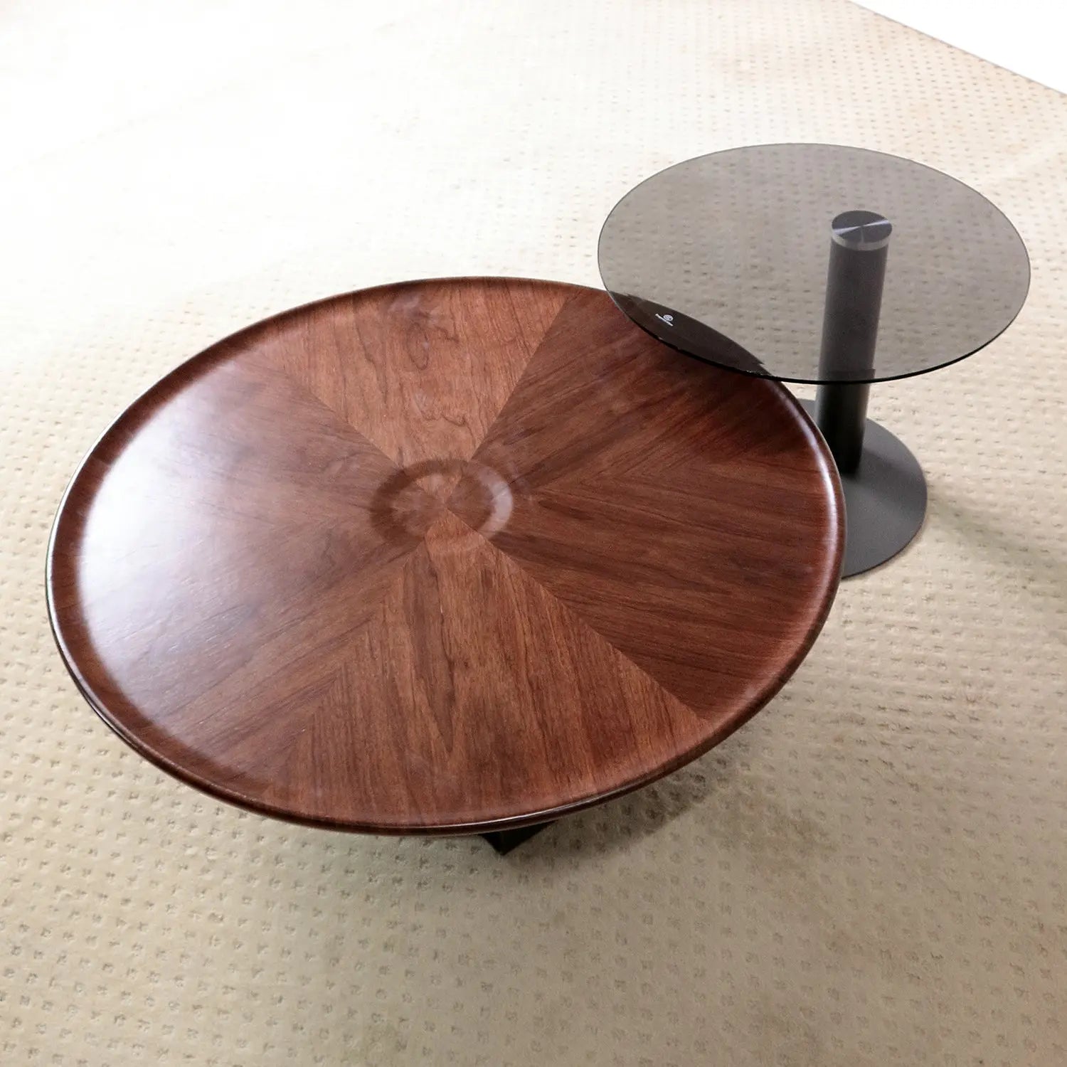 Nordic Steel Wood Top Round Veneer Tea Table Set Living Room Coffee Table Combinations Marsiling