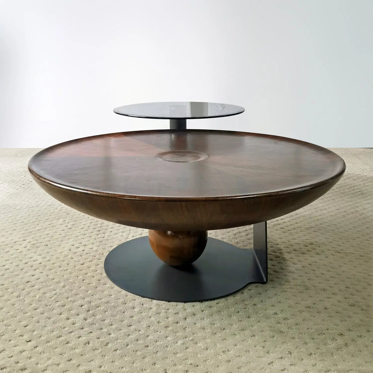 Nordic Steel Wood Top Round Veneer Tea Table Set Living Room Coffee Table Combinations Marsiling