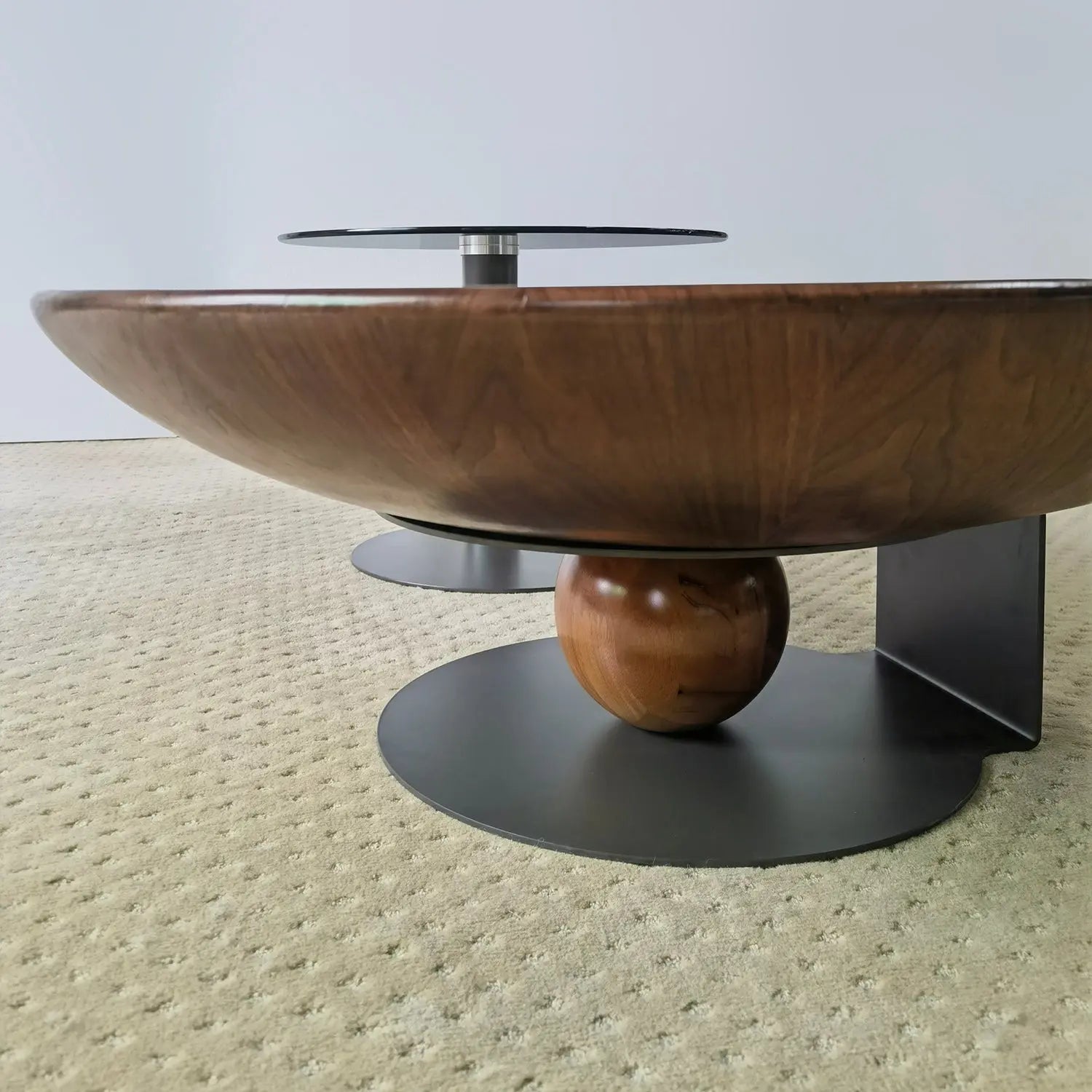 Nordic Steel Wood Top Round Veneer Tea Table Set Living Room Coffee Table Combinations Marsiling