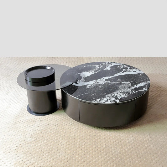 Light Luxury Style Small Apartment High-end Design MDF Microcrystalline Stone Coffee Table Combination Marsiling
