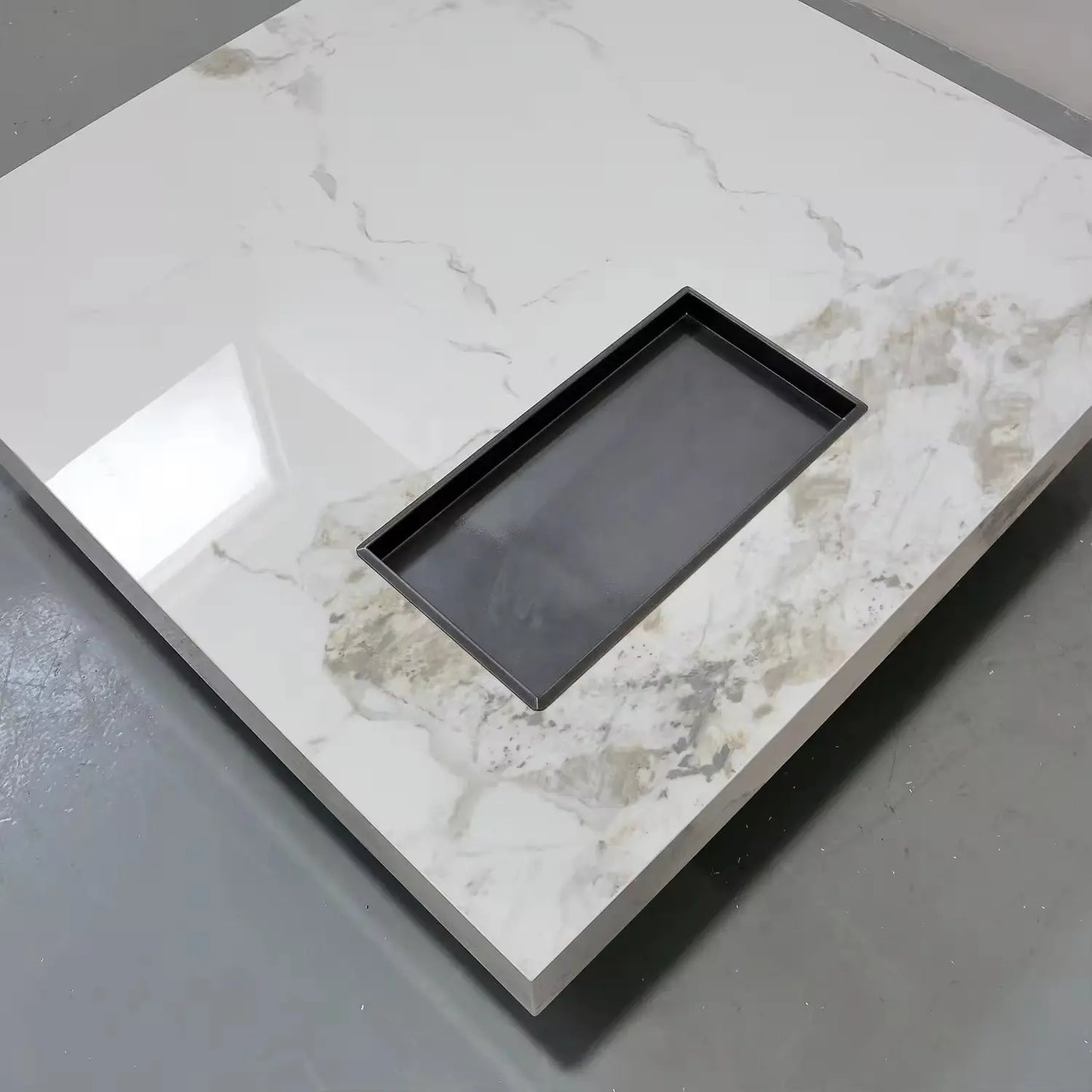 Light Luxury Accent Furniture Marble Top Big Stainless Steel Base Coffee Table Marsiling