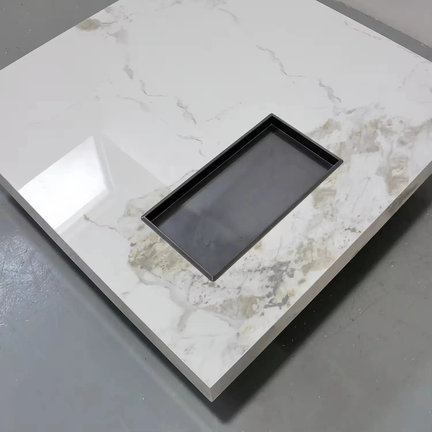 Light Luxury Accent Furniture Marble Top Big Stainless Steel Base Coffee Table Marsiling