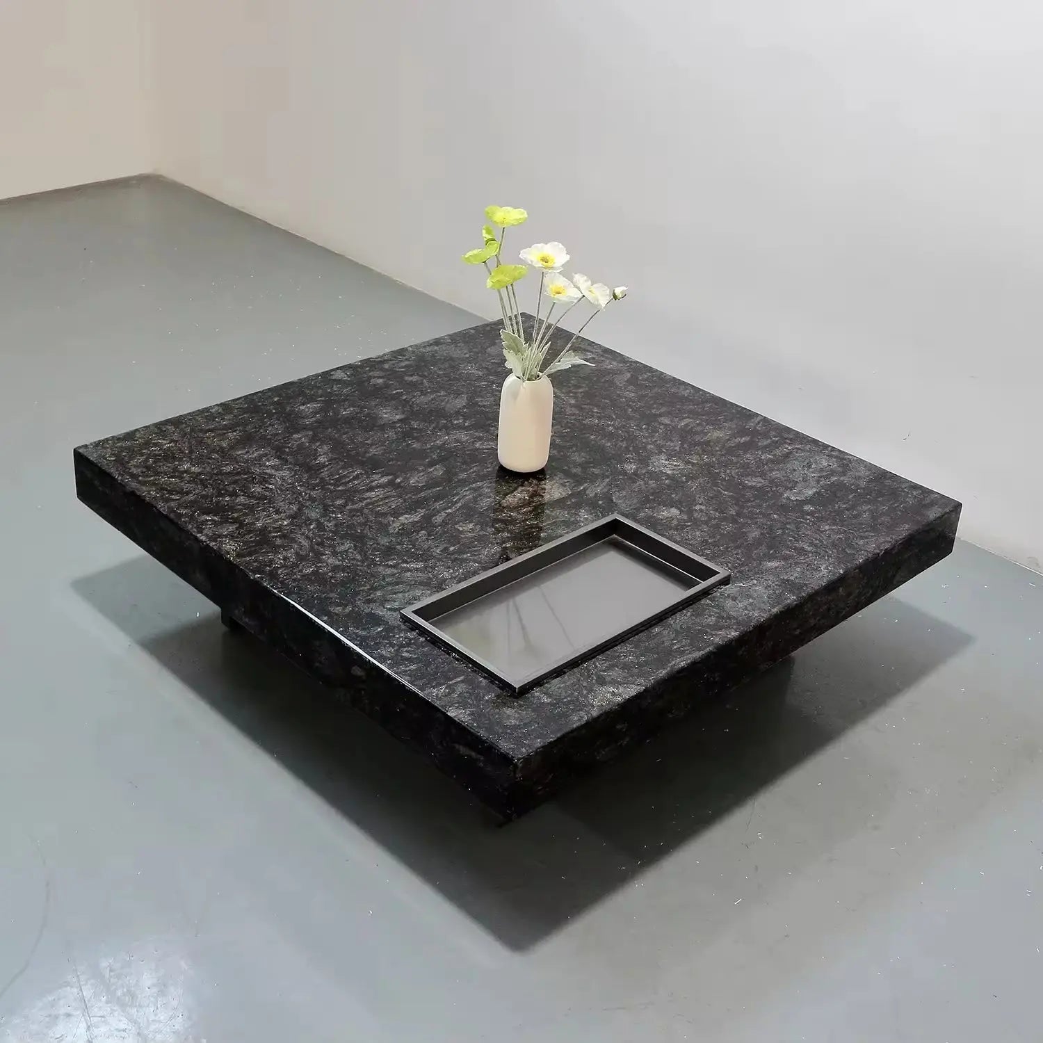 Light Luxury Accent Furniture Marble Top Big Stainless Steel Base Coffee Table Marsiling