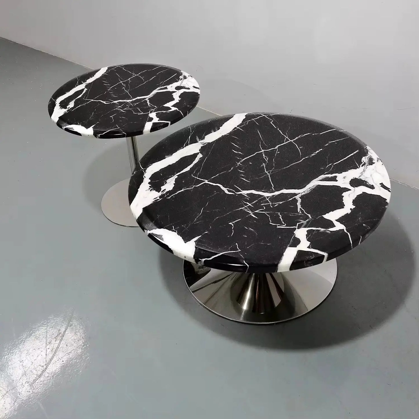 Modern Scagliola Inverted Diamond Shape Stainless Steel Mirror Base Coffee Table Marsiling