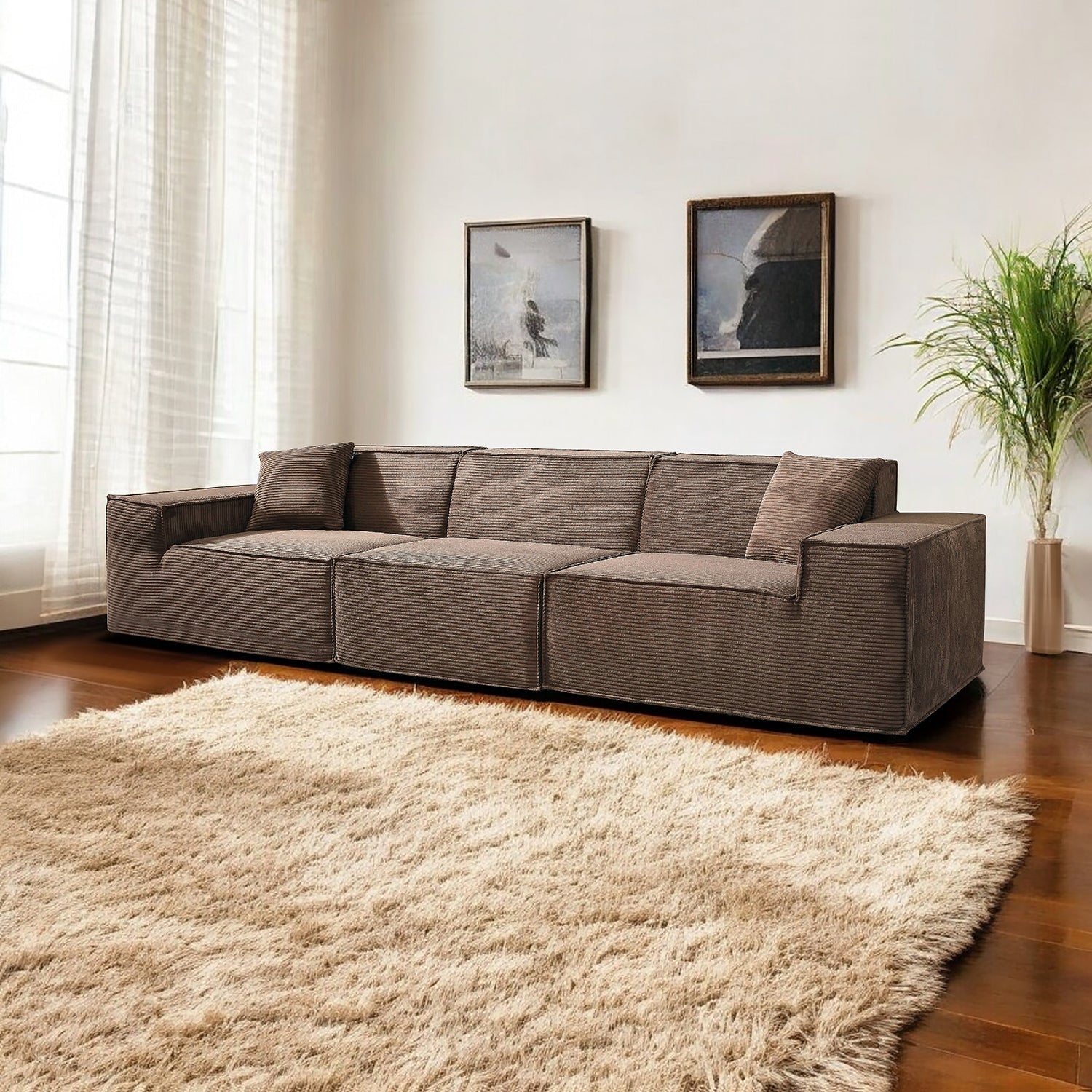 Modular Sectional Couch Corduroy Compressed Sofa in a Box Living Room Marsiling