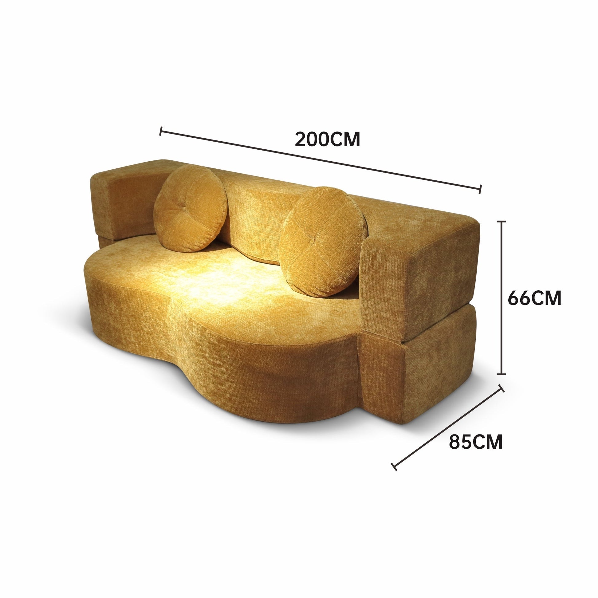 Modern Minimalist Foldable Sofa Bed Vacuum Compression Curved Shaped Marsiling