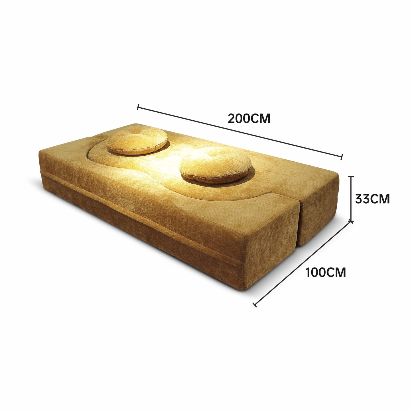 Modern Minimalist Foldable Sofa Bed Vacuum Compression Curved Shaped Marsiling