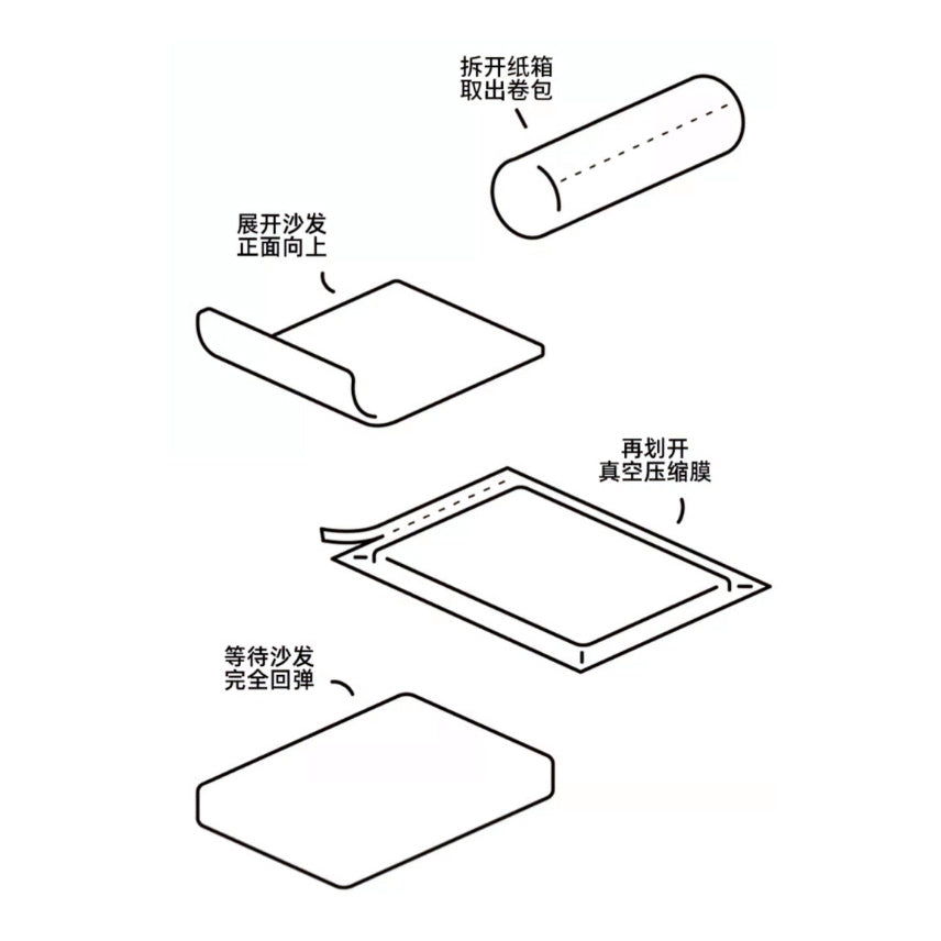 Modern Minimalist Foldable Sofa Bed Vacuum Compression Curved Shaped Marsiling