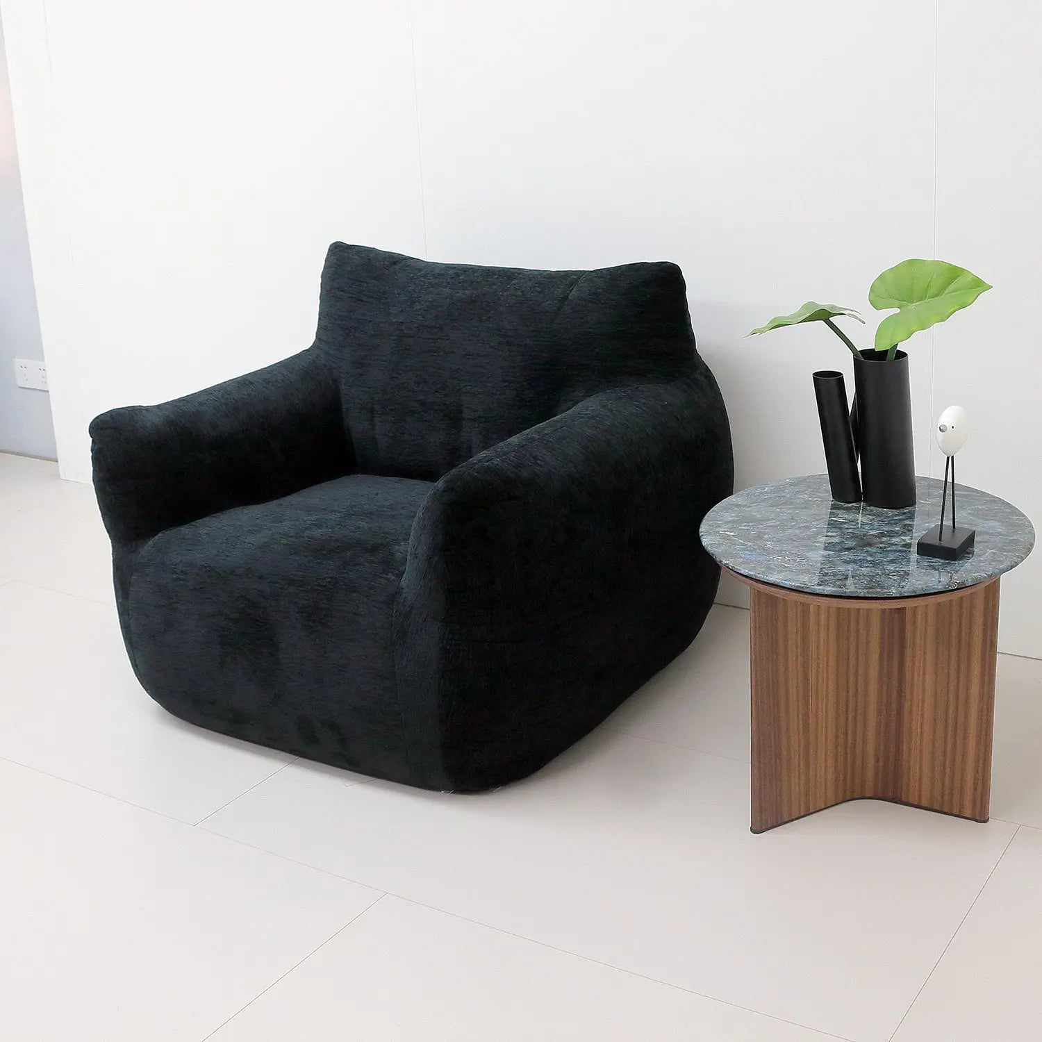 Modern Tropical Bean Bag Chair Boucle Tufted Accent Sofa Set for Adults Kids Marsiling