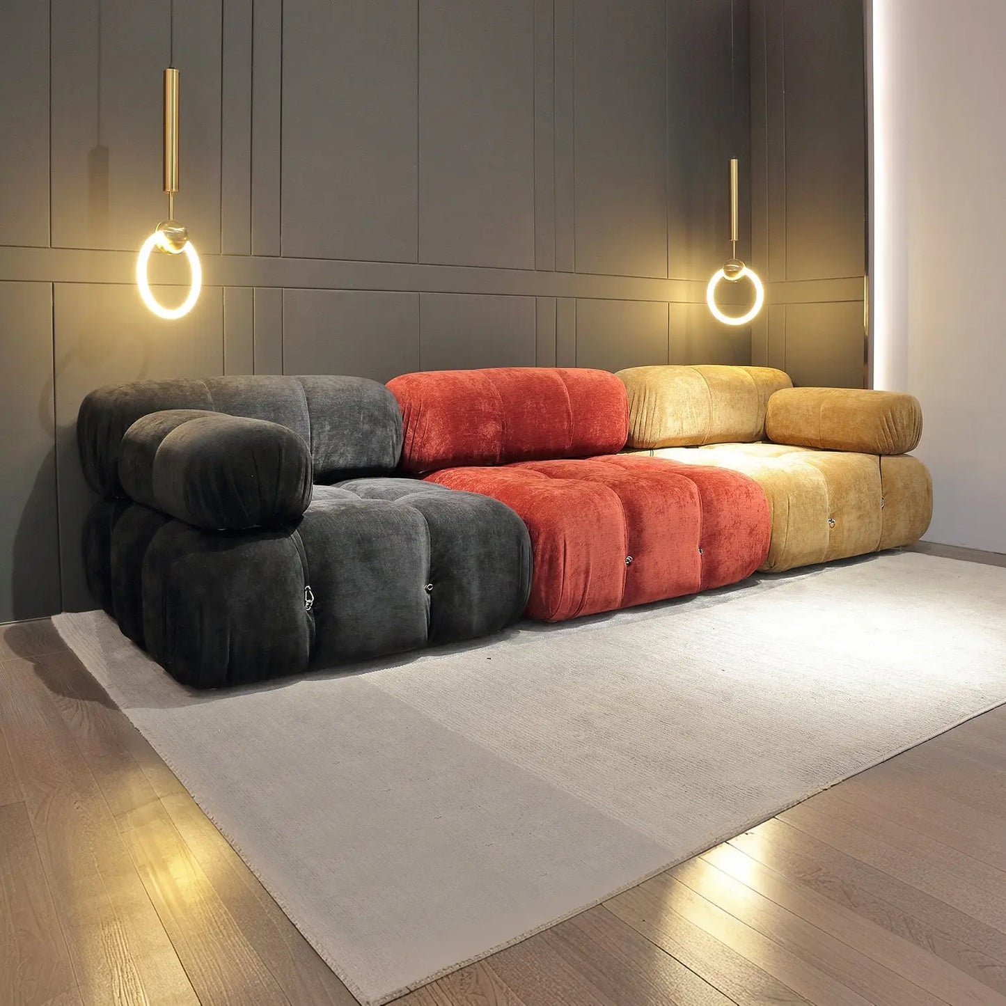 Ins Popular Sectional Combination Square Modular Corner Floor Couch Sofa Marsiling