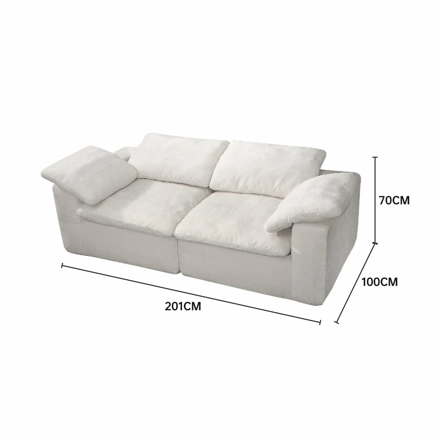 White Linen Fabric Upholstery Cozy Daybed Modular Sectional Cloud Sofa Marsiling