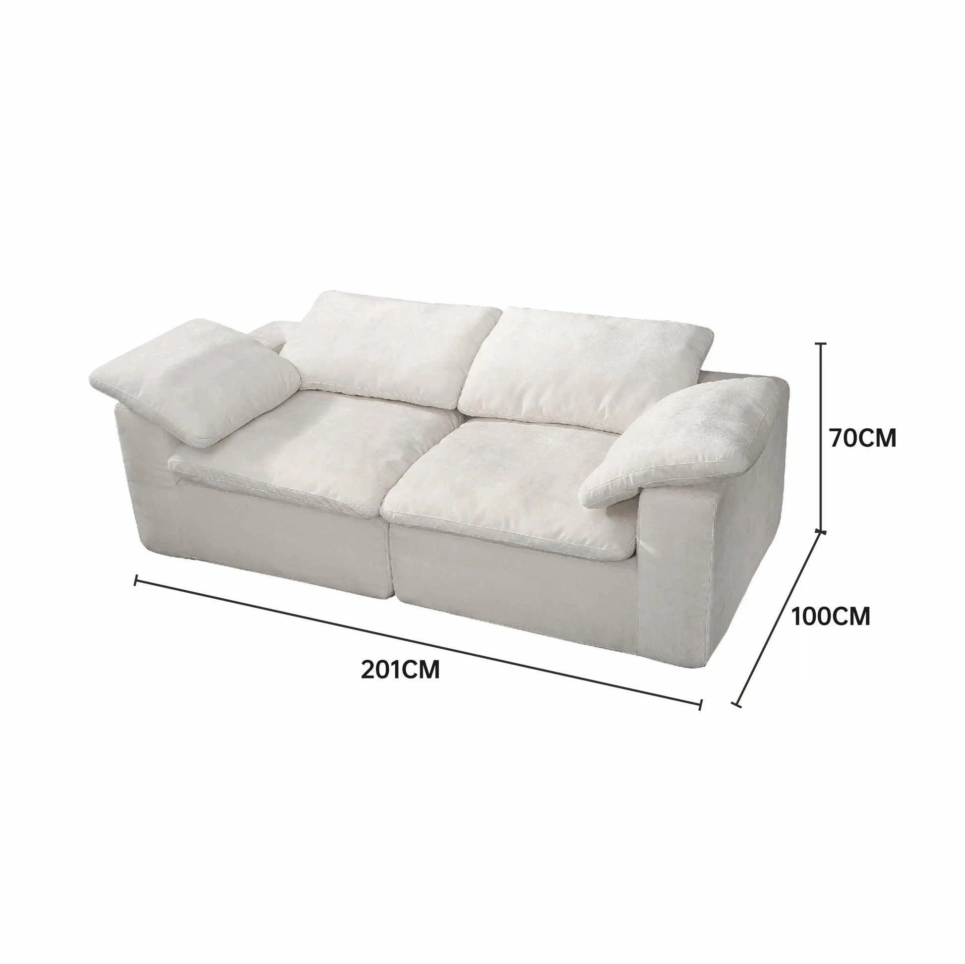 White Linen Fabric Upholstery Cozy Daybed Modular Sectional Cloud Sofa Marsiling