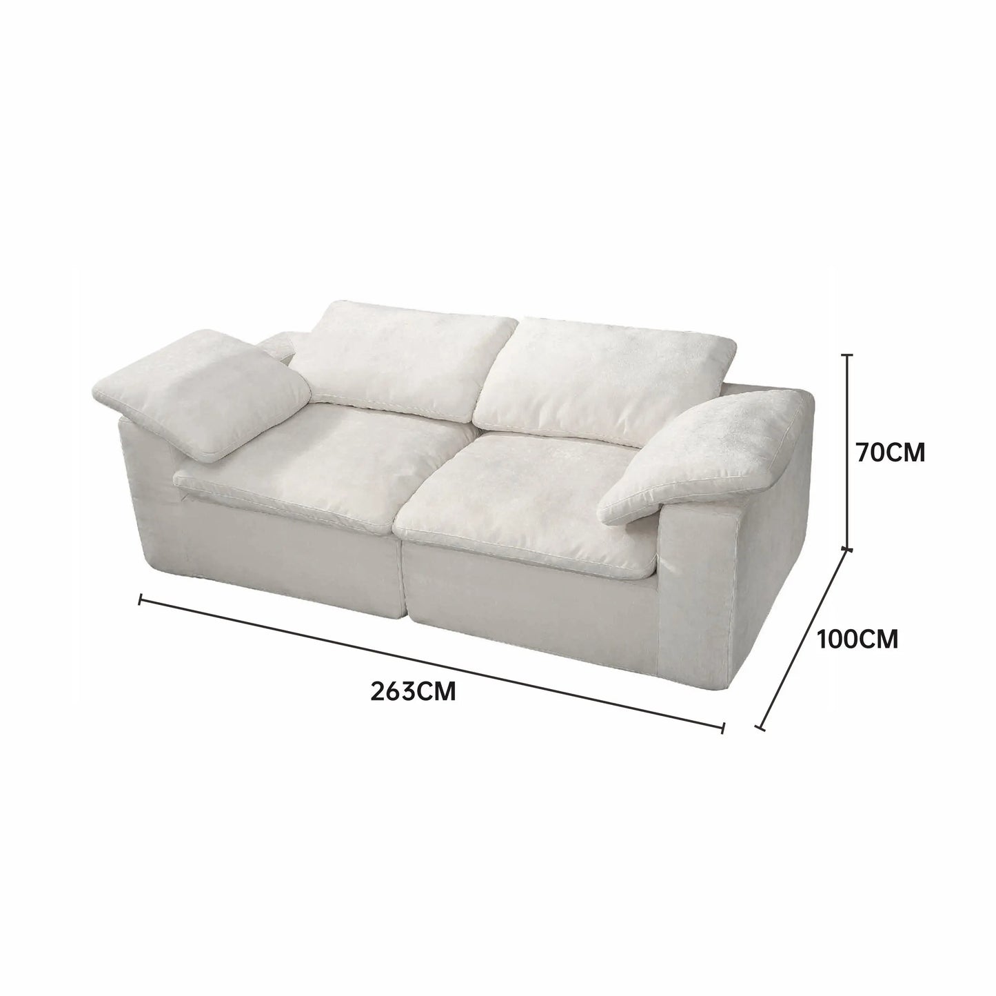 White Linen Fabric Upholstery Cozy Daybed Modular Sectional Cloud Sofa Marsiling