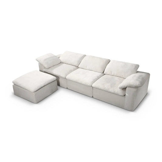 White Linen Fabric Upholstery Cozy Daybed Modular Sectional Cloud Sofa Marsiling
