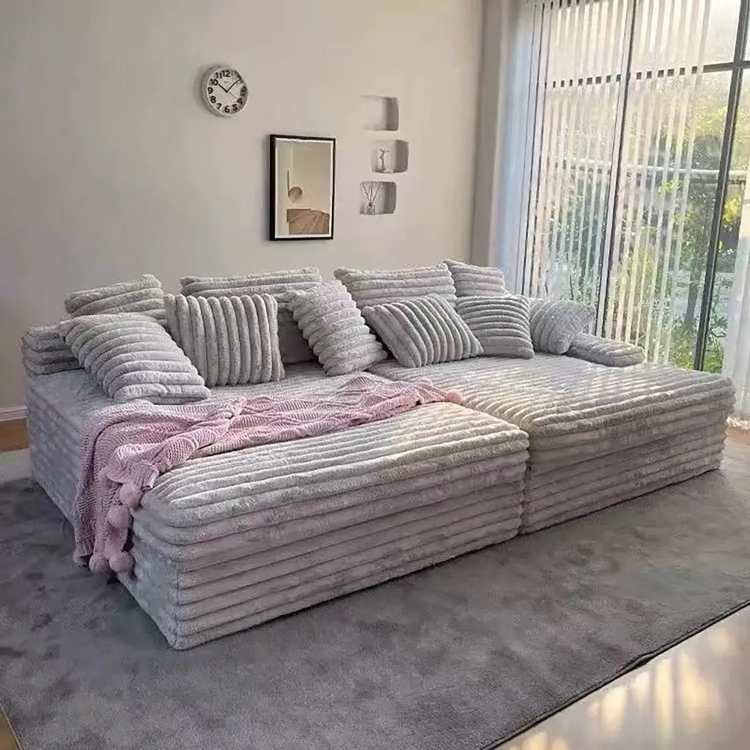 Lazy Corduroy Down Cloud Huge Sitting Deep Sofa Villa Plush Living Room Marsiling