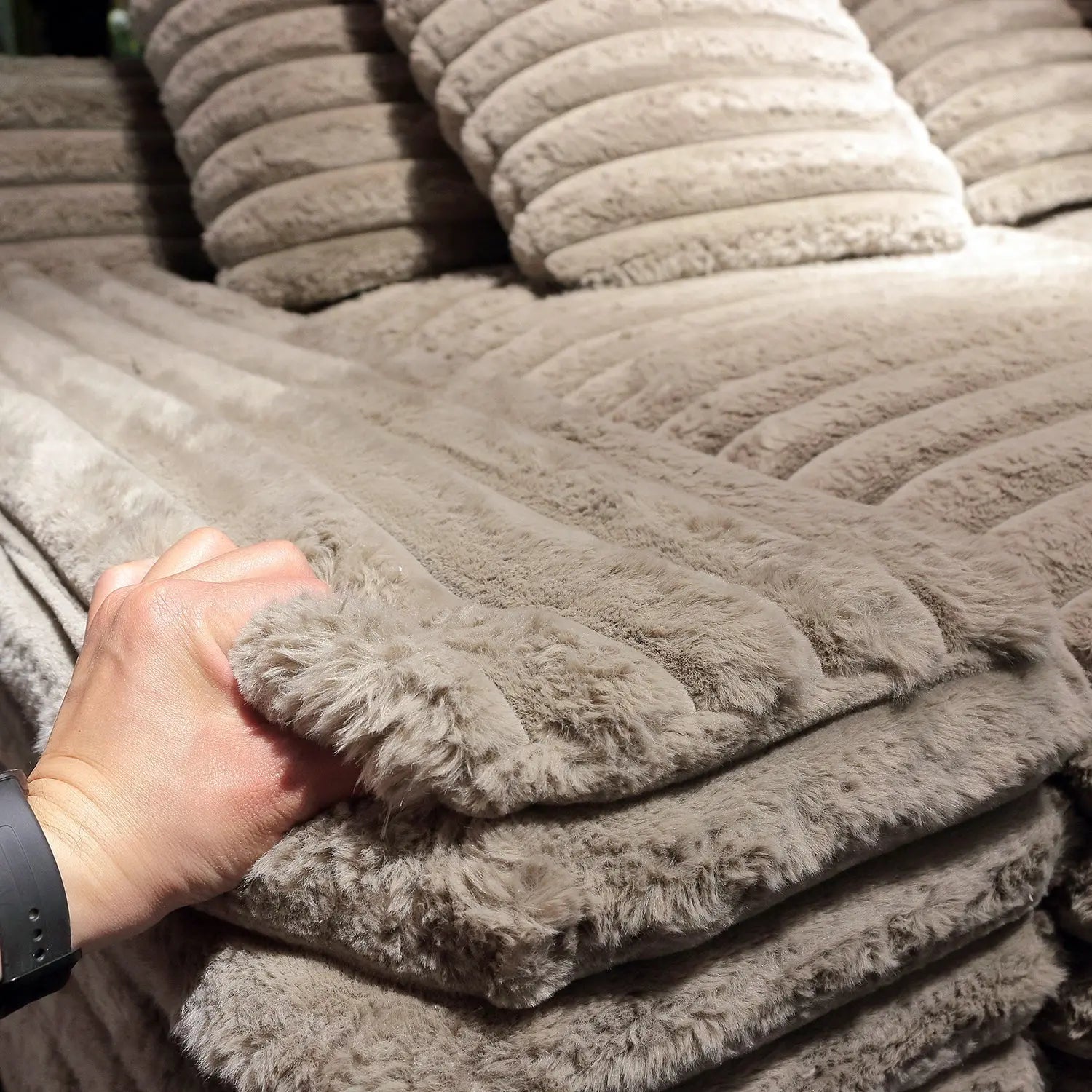 Lazy Corduroy Down Cloud Huge Sitting Deep Sofa Villa Plush Living Room Marsiling