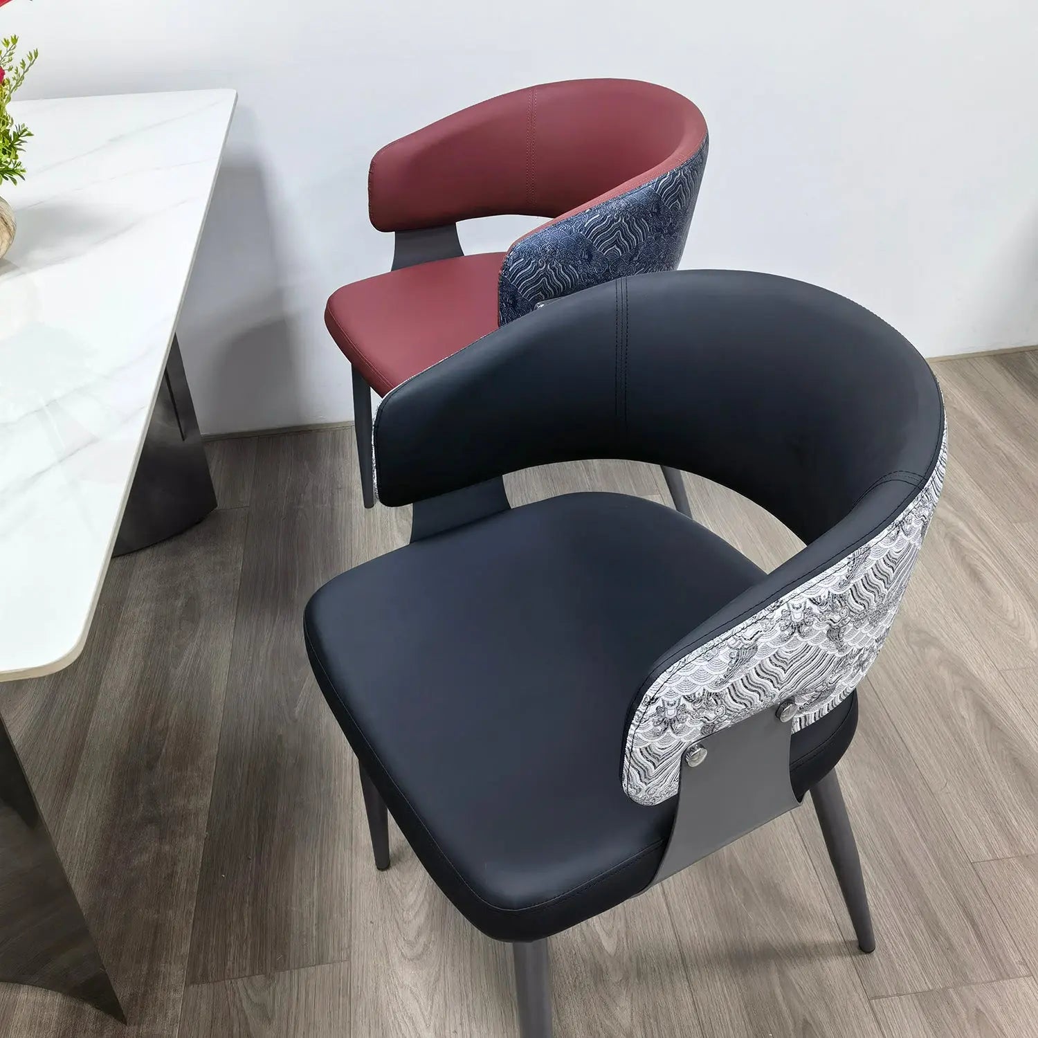 Contemporary Luxury Upholstered Indoor Metal Leather Restaurant Dining Chair Marsiling