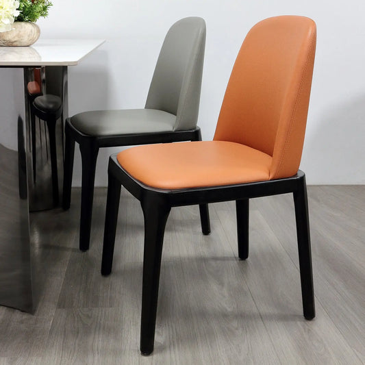 Wholesale Modern PU Leather Wood Chair Upholstered Solid Wood Dining Chairs Marsiling