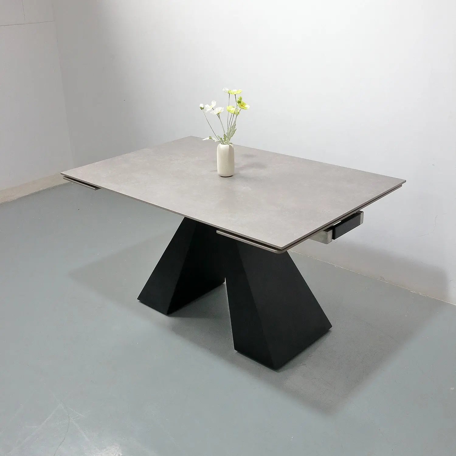 Light Grey Dining Room Furniture Matte Sintered Stone Dining Table Extendable Marsiling