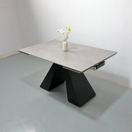 Light Grey Dining Room Furniture Matte Sintered Stone Dining Table Extendable Marsiling