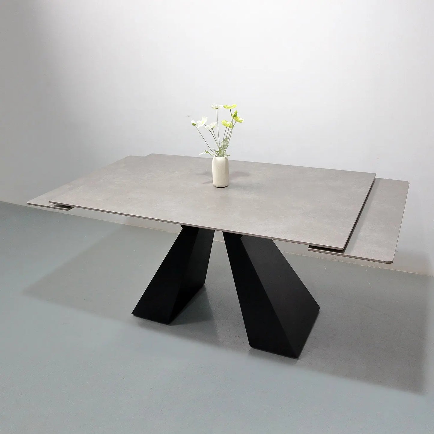 Light Grey Dining Room Furniture Matte Sintered Stone Dining Table Extendable Marsiling