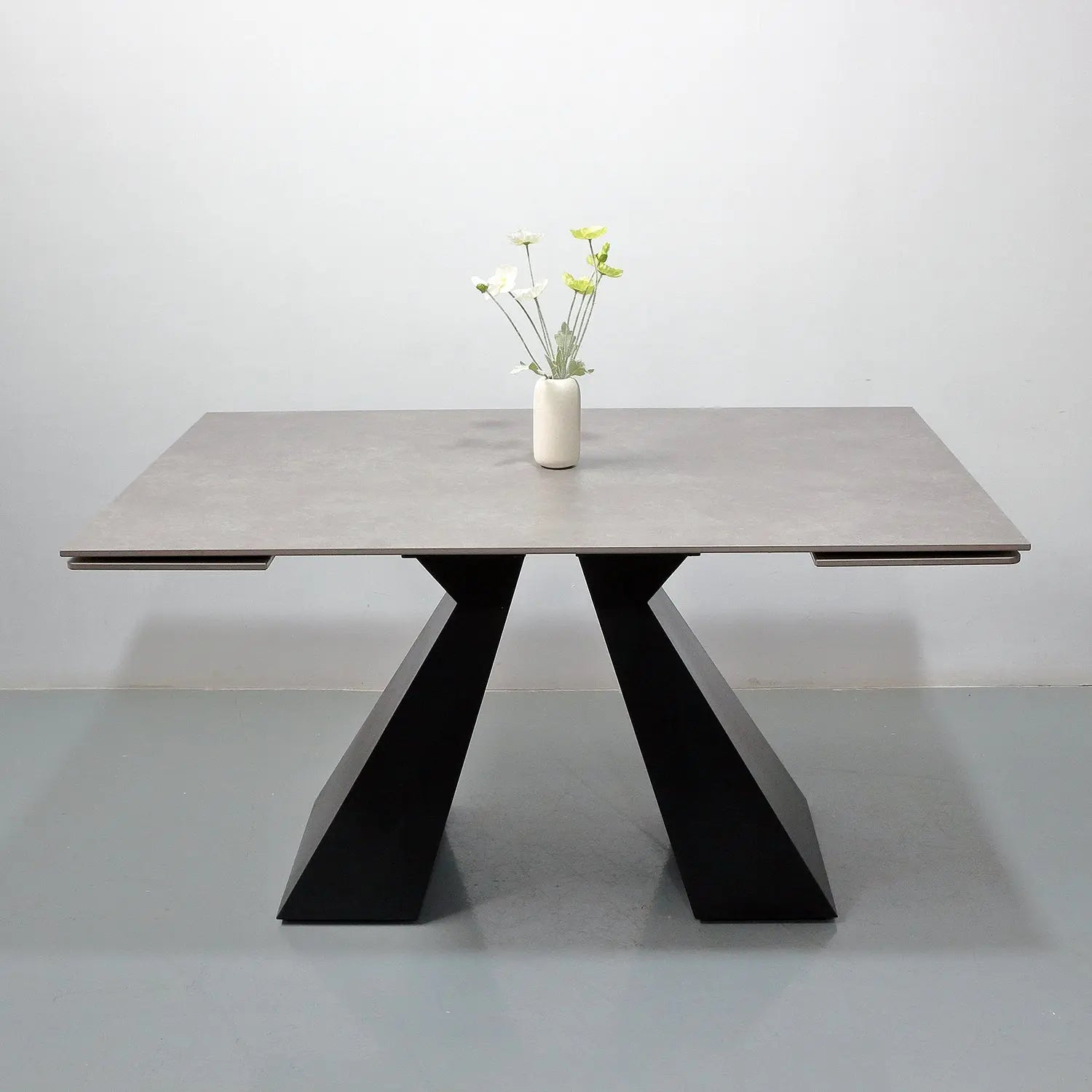 Light Grey Dining Room Furniture Matte Sintered Stone Dining Table Extendable Marsiling