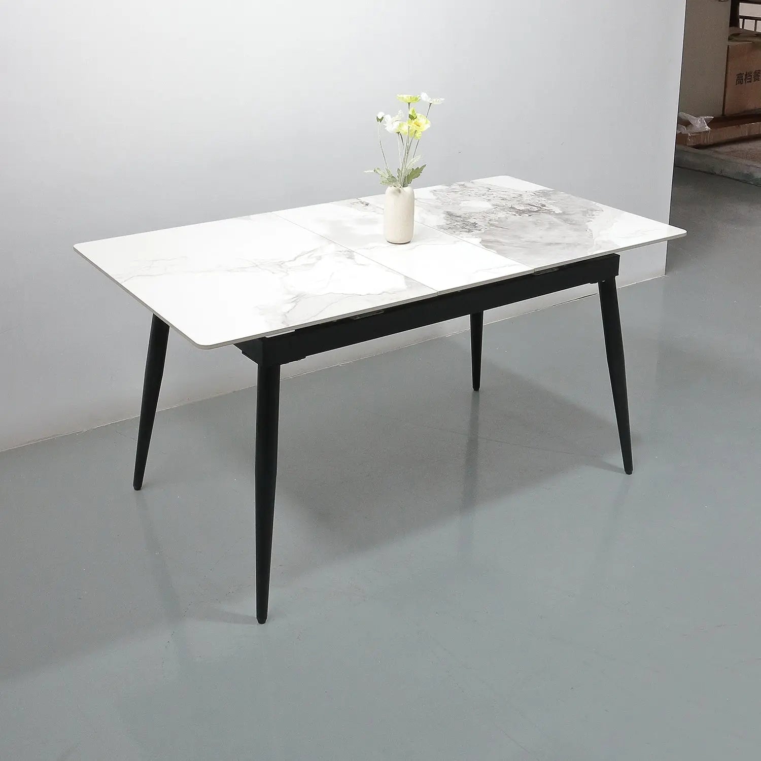 Simple Style Glossy Sintered Stone Table Top Extendable Dining Table Furniture Marsiling