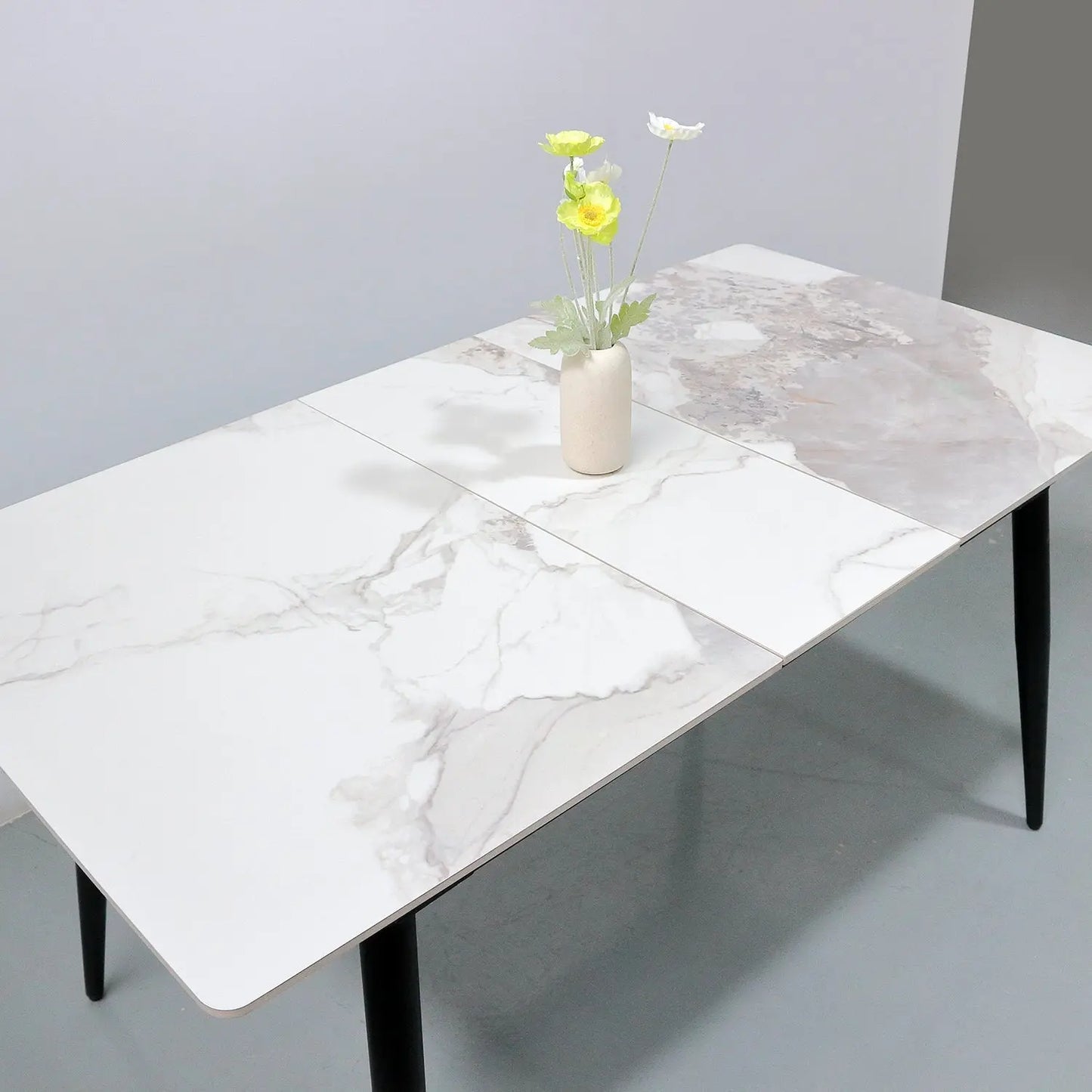 Simple Style Glossy Sintered Stone Table Top Extendable Dining Table Furniture Marsiling