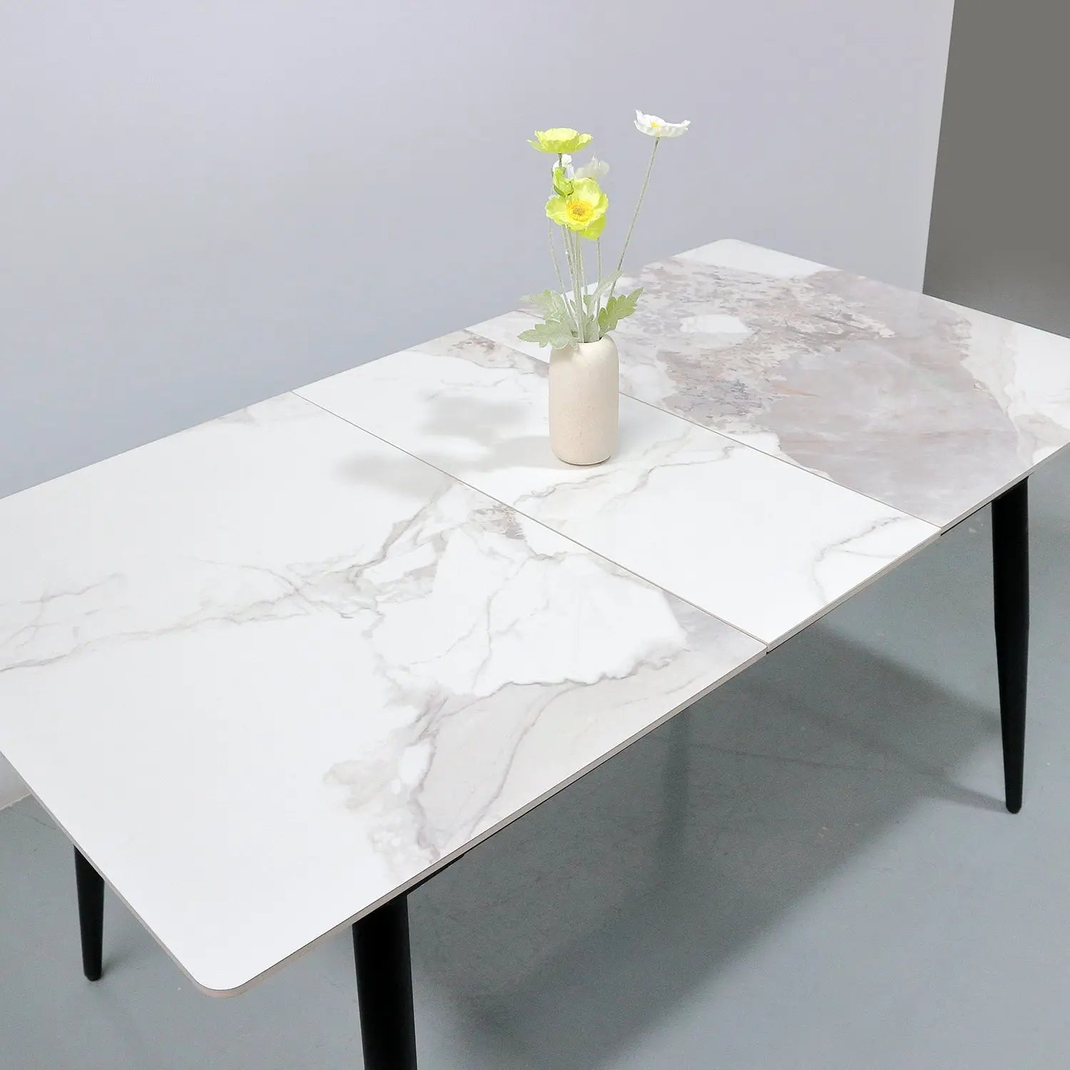 Simple Style Glossy Sintered Stone Table Top Extendable Dining Table Furniture Marsiling