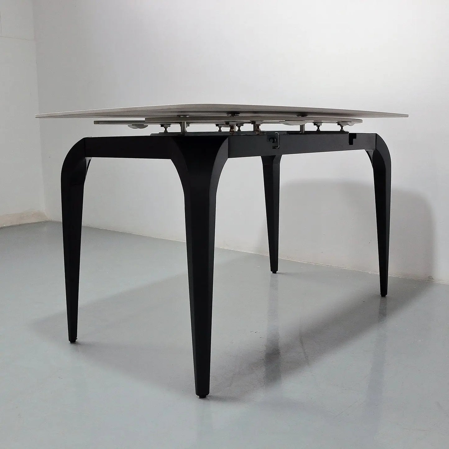 Glossy Sintered Stone Extendable Transformable Dining Table Rounded Corners Marsiling