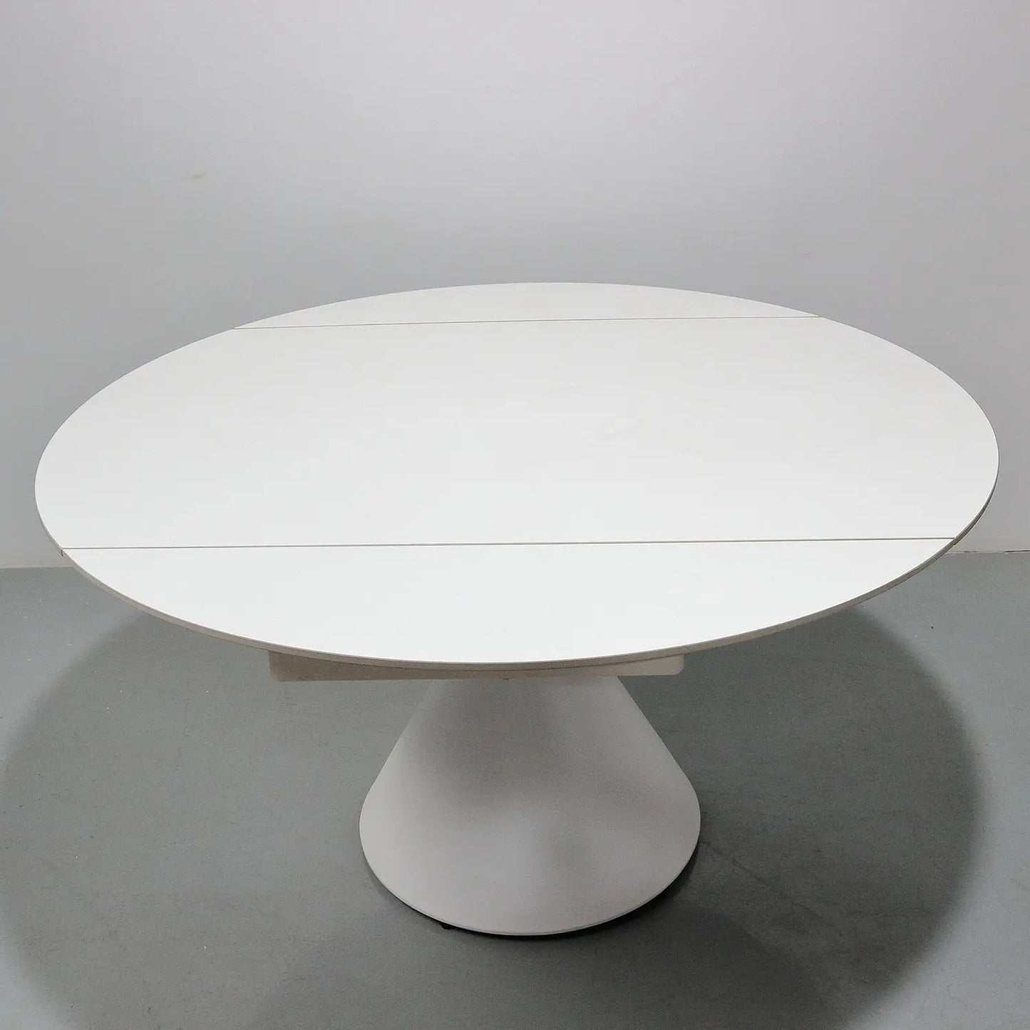 Rotating & Expandable White Matte Sintered Stone Table Minimalist Cone Base Marsiling