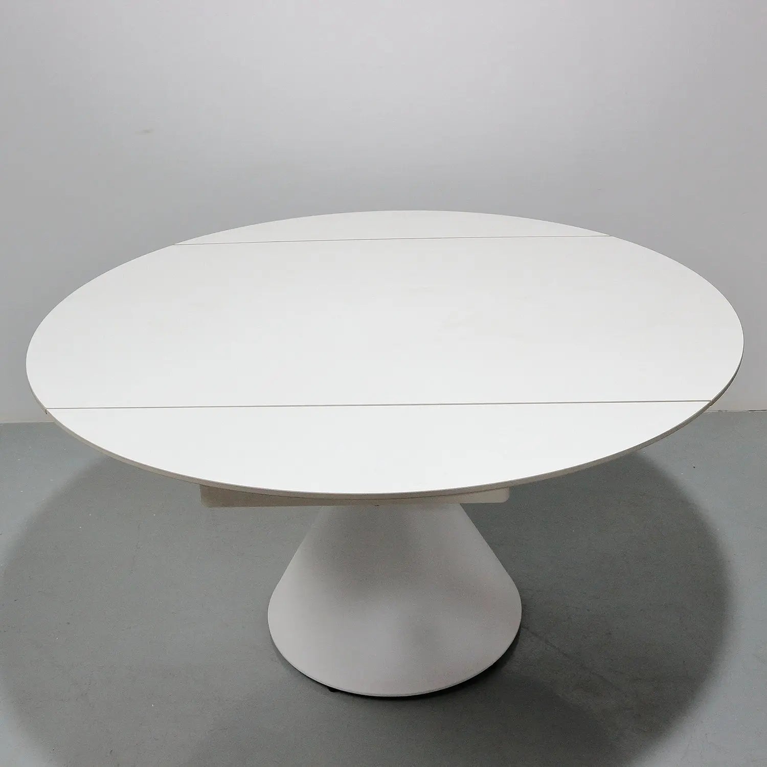 Rotating & Expandable White Matte Sintered Stone Table Minimalist Cone Base Marsiling