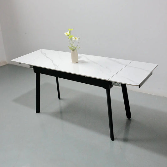 Modern Home Furniture Stone Extendable Rectangular Table Rounded Safety Corners Marsiling