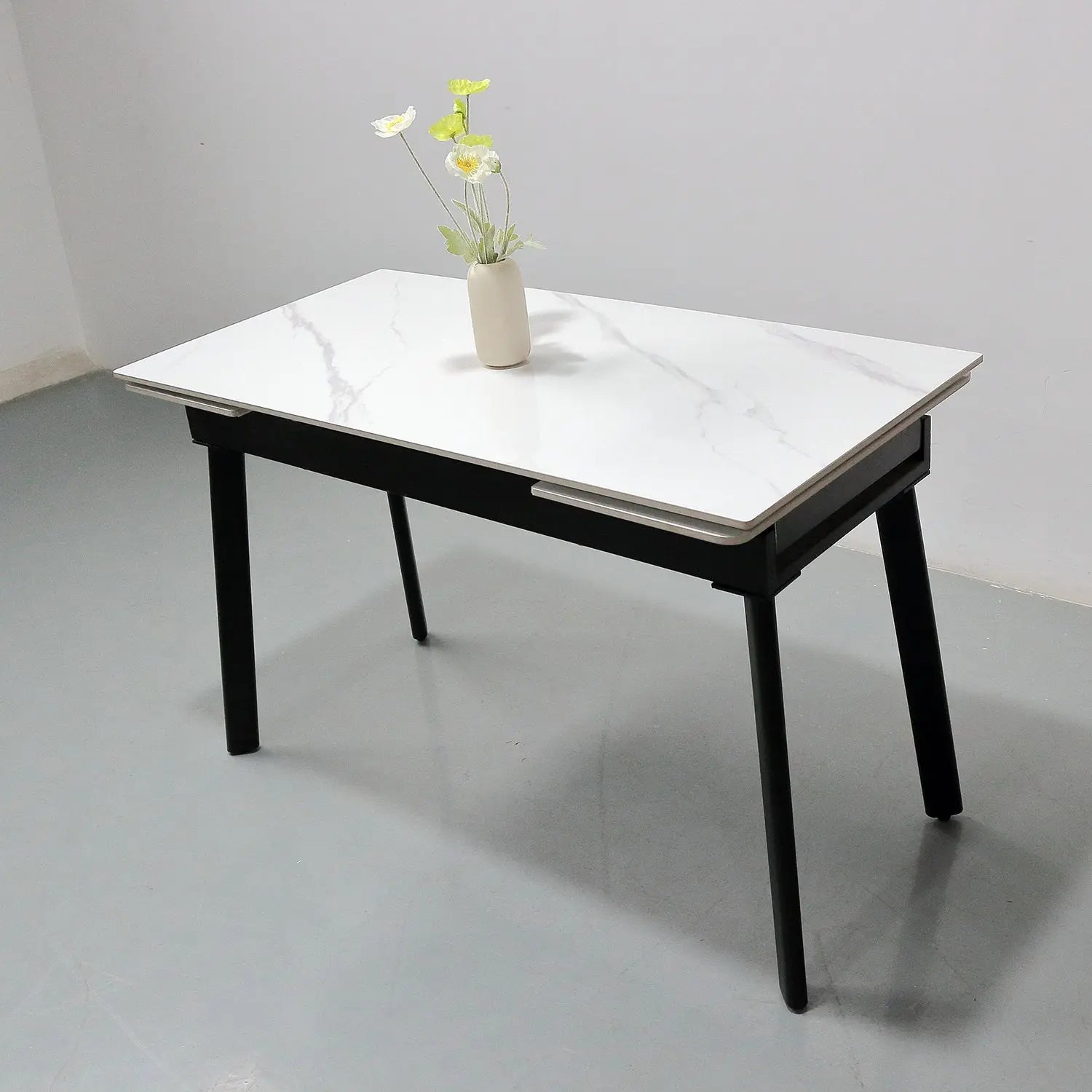 Modern Home Furniture Stone Extendable Rectangular Table Rounded Safety Corners Marsiling