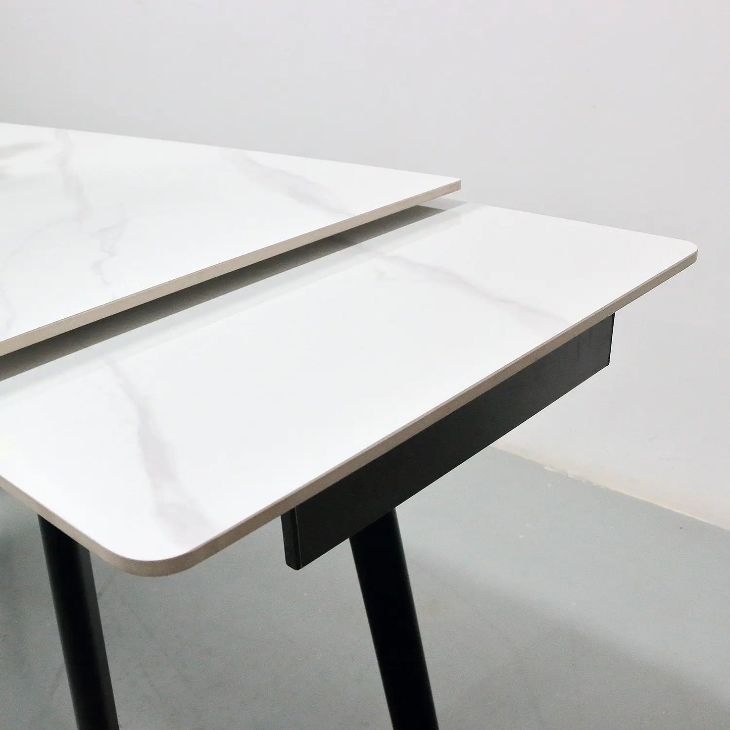 Modern Home Furniture Stone Extendable Rectangular Table Rounded Safety Corners Marsiling