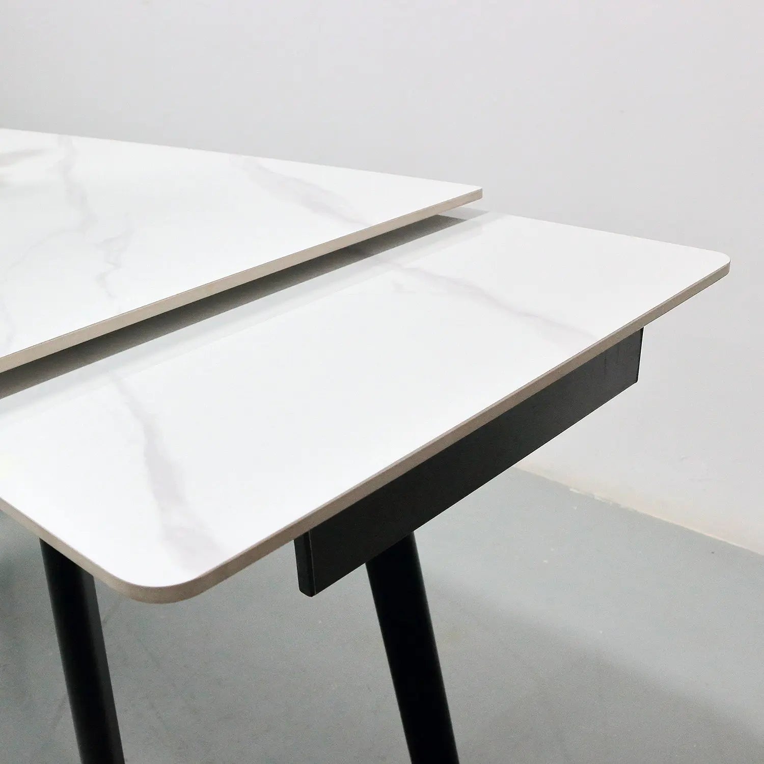 Modern Home Furniture Stone Extendable Rectangular Table Rounded Safety Corners Marsiling