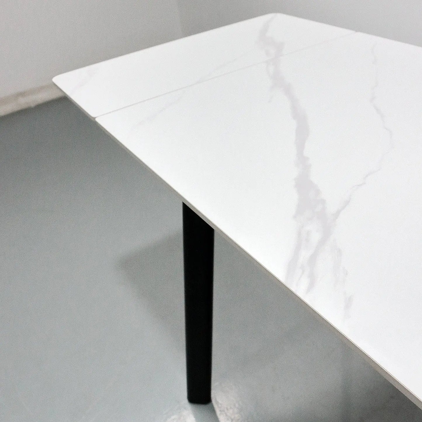 Modern Home Furniture Stone Extendable Rectangular Table Rounded Safety Corners Marsiling