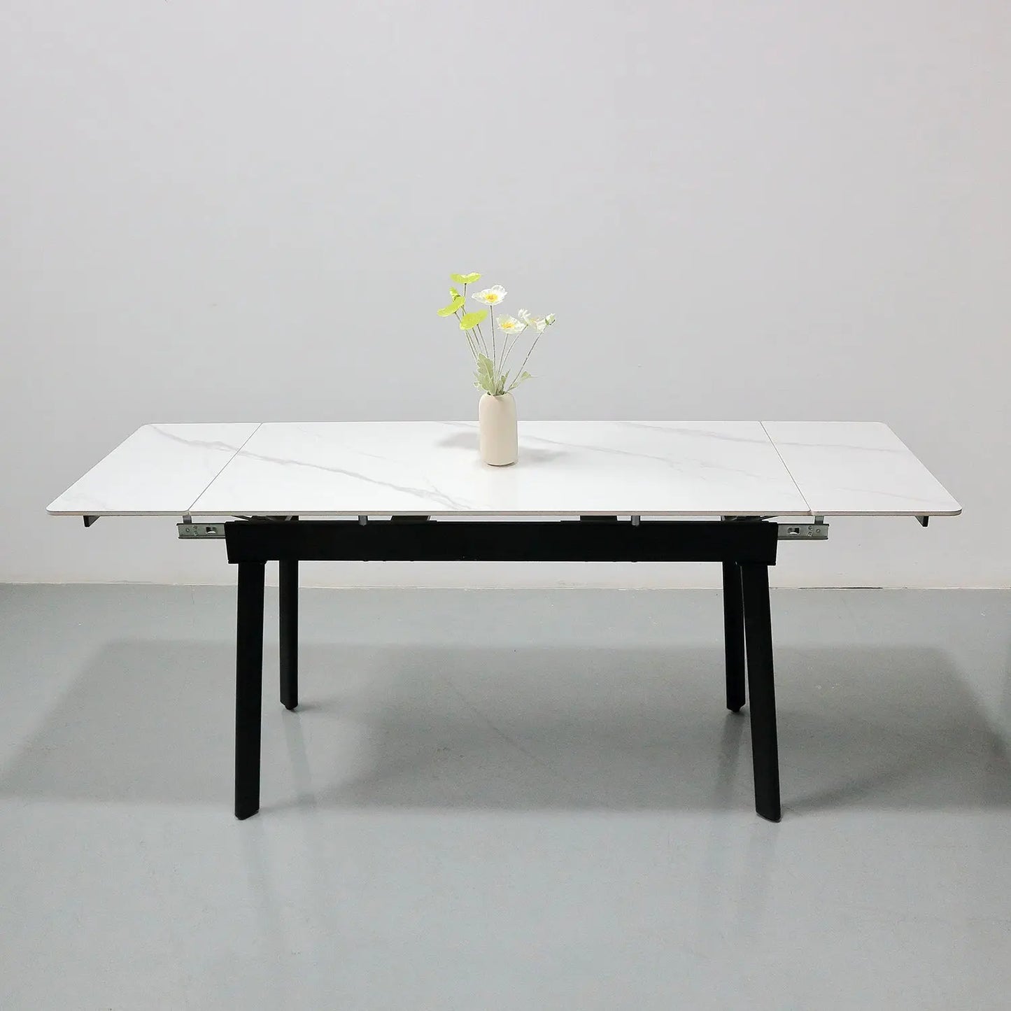 Modern Home Furniture Stone Extendable Rectangular Table Rounded Safety Corners Marsiling