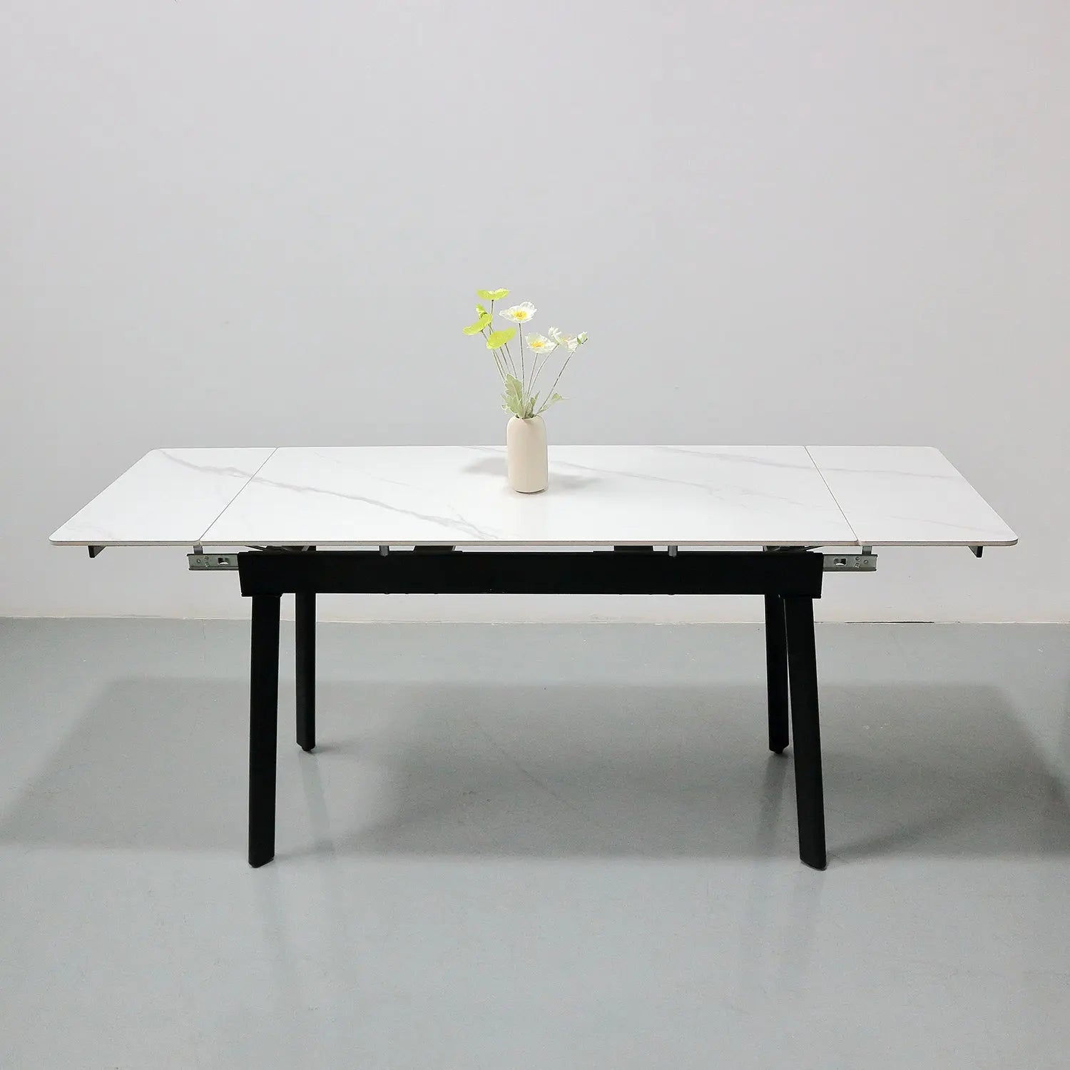 Modern Home Furniture Stone Extendable Rectangular Table Rounded Safety Corners Marsiling