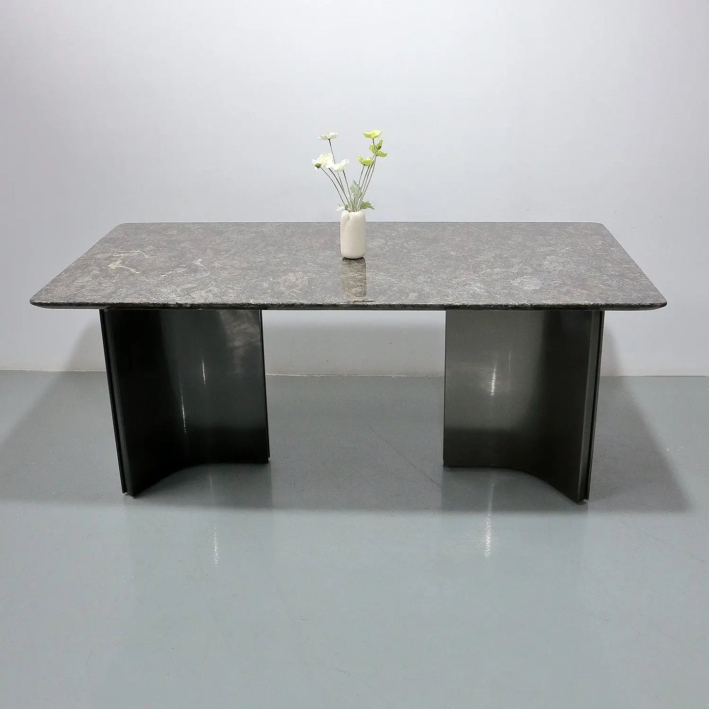 Luxury Stone Stainless Steel Dining Table ¨C Rectangle with Rounded Corners Marsiling