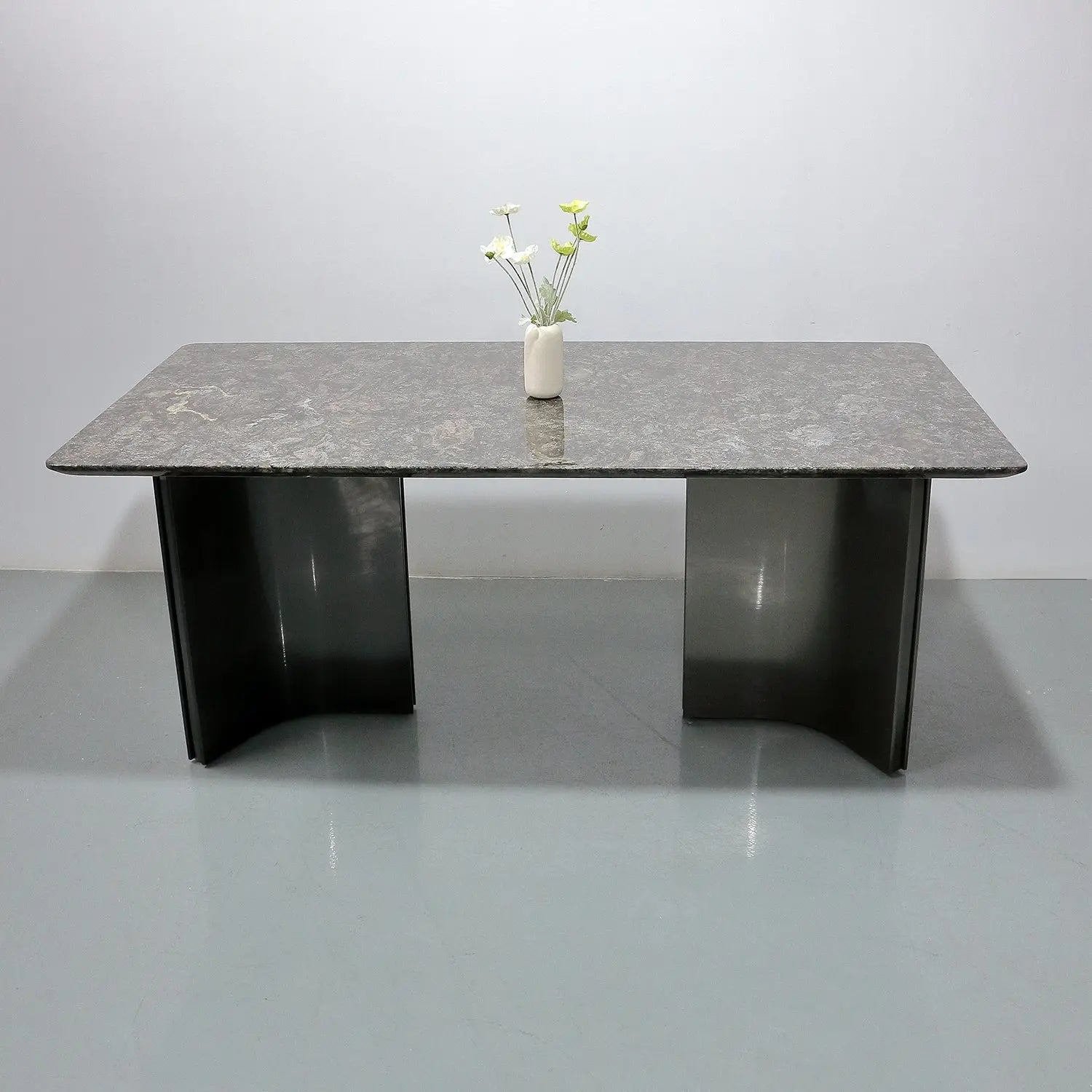 Luxury Stone Stainless Steel Dining Table ¨C Rectangle with Rounded Corners Marsiling