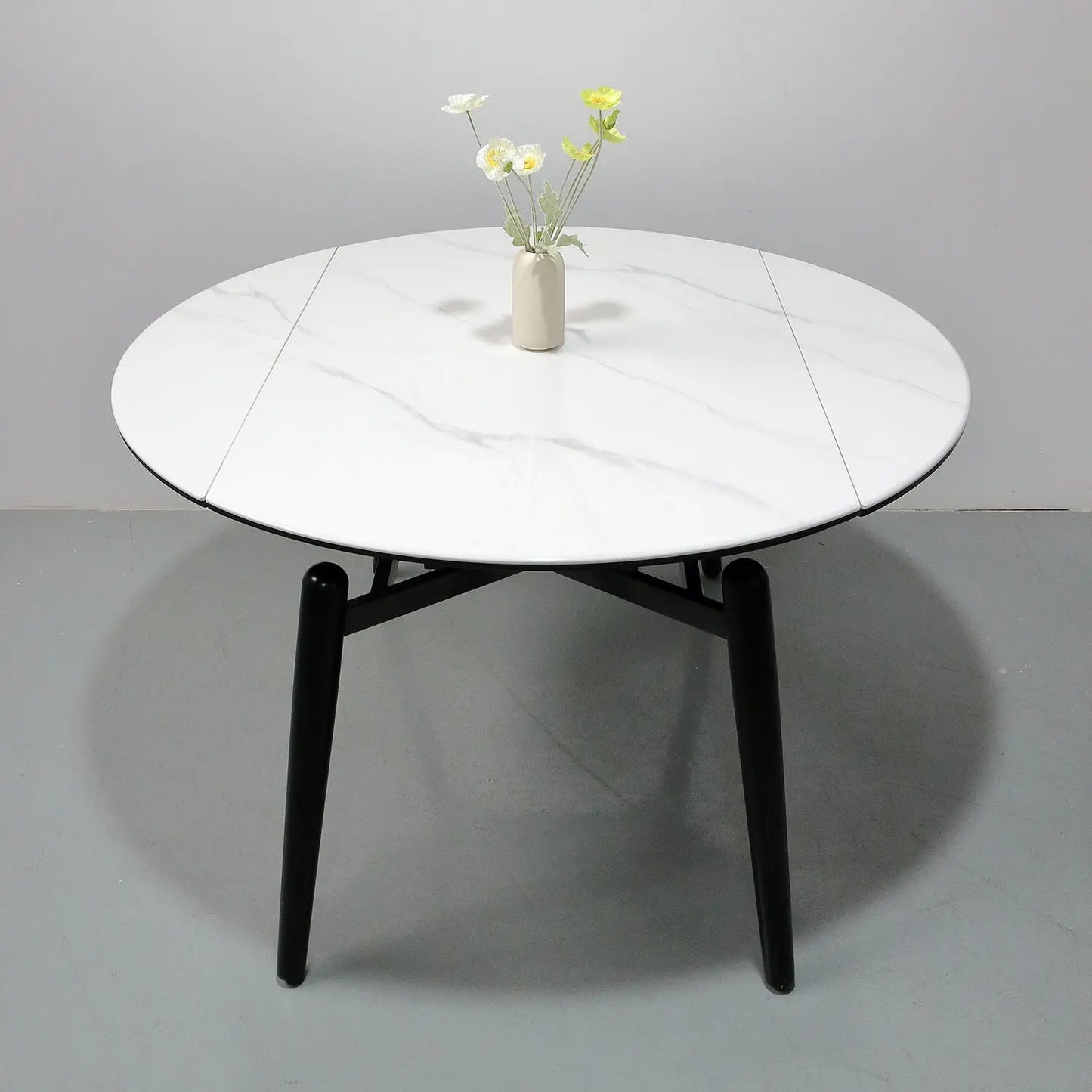 Modern Dining Room Furniture White Microlite Expandable Round Dining Table Marsiling